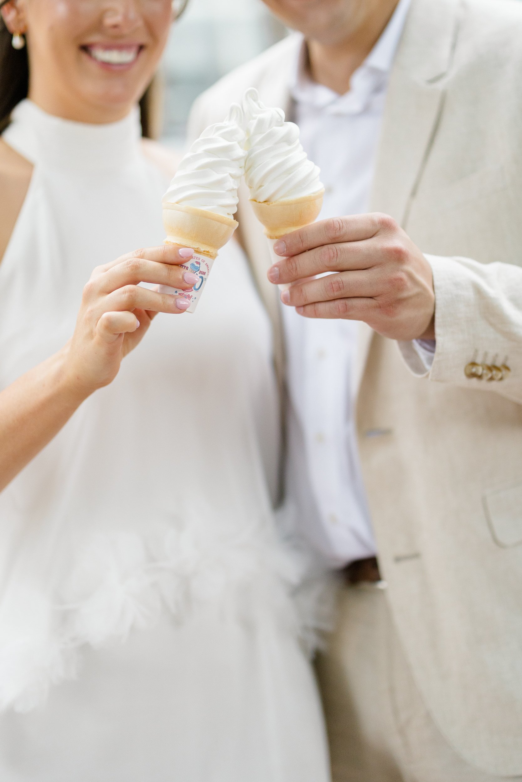 Romantic engagement photos featuring the iconic Frosty's ice cream truck.