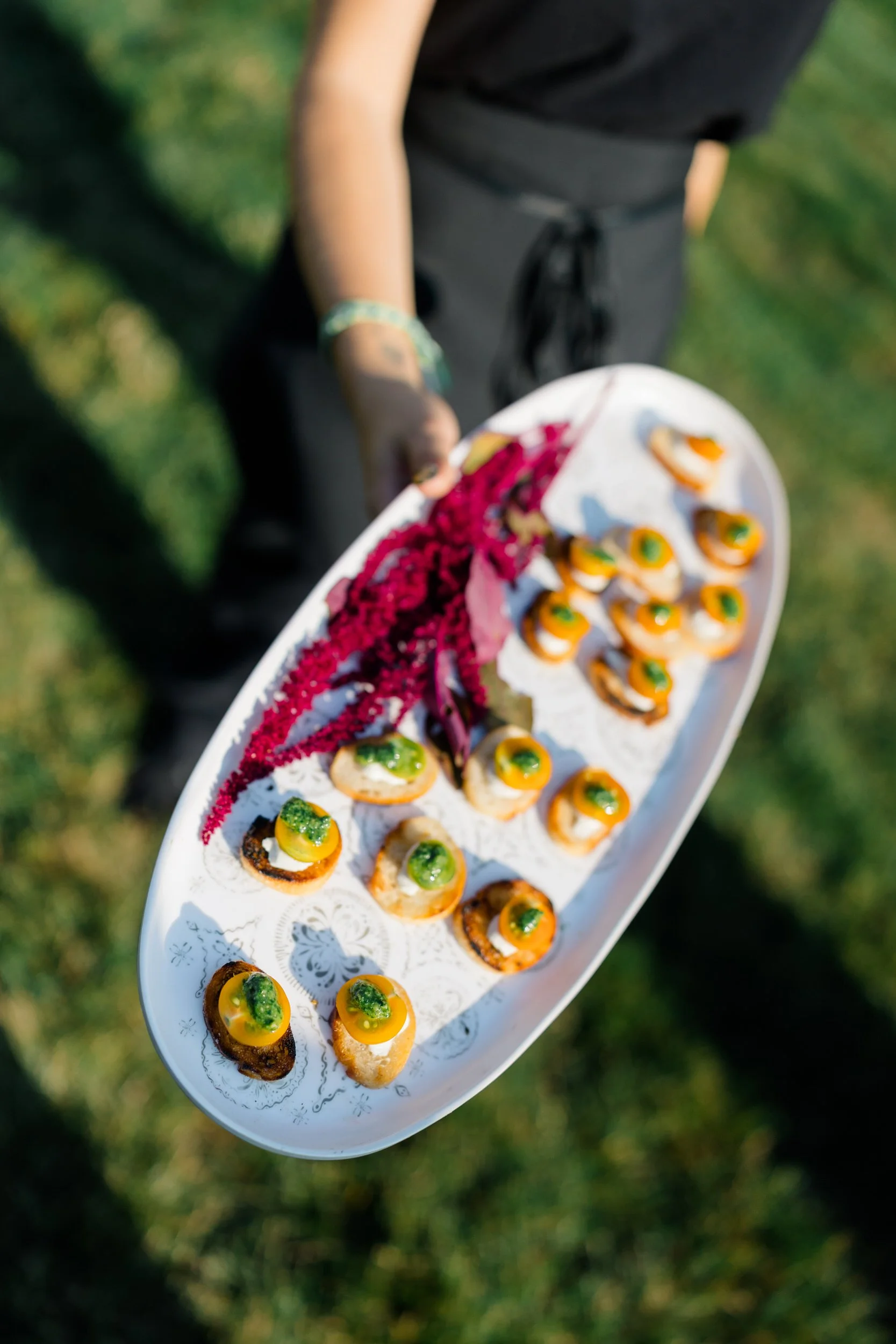 Wedding cocktails and appetizers during a Cape Cod celebration.