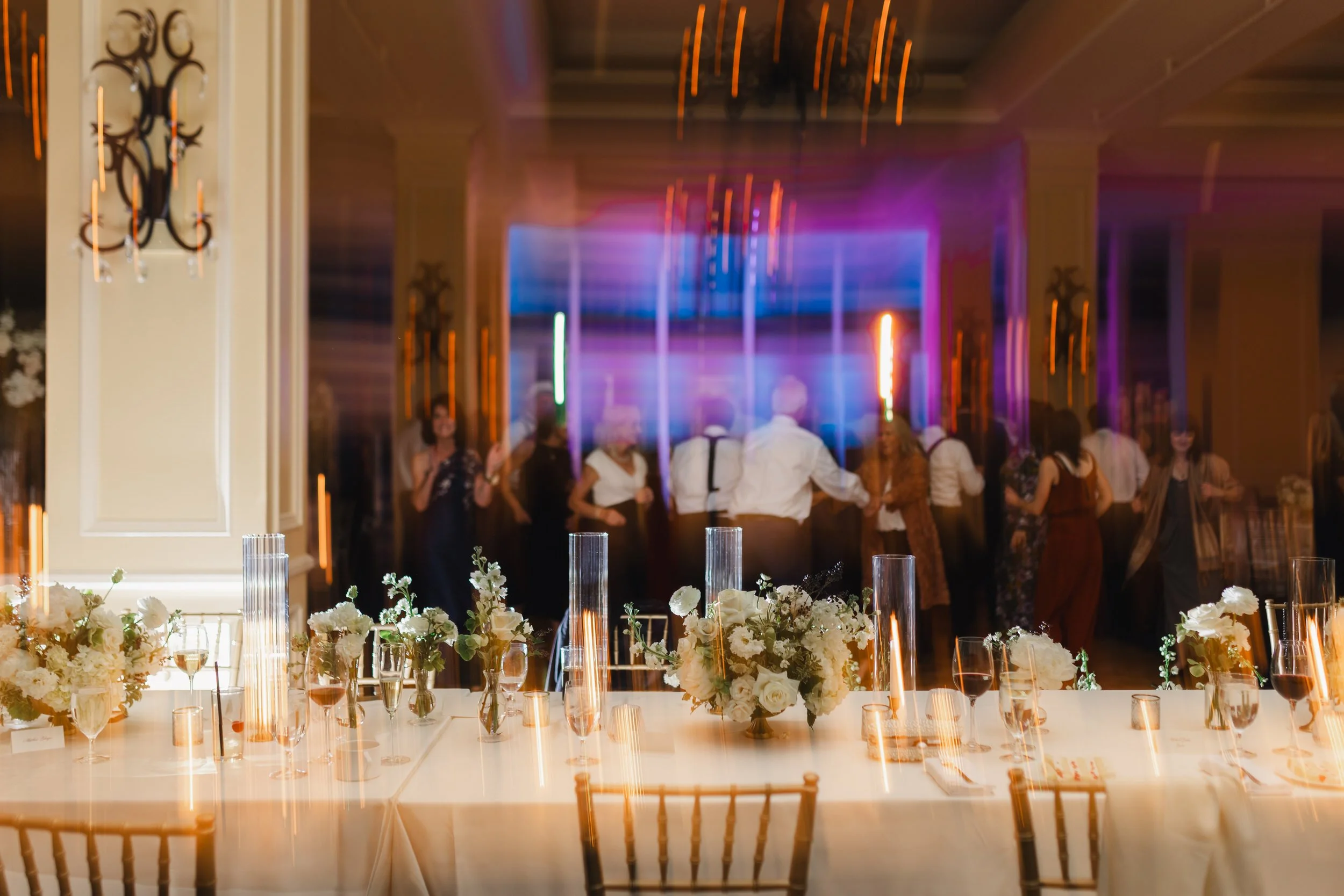 Lively wedding reception dancing in the Boston Harbor Hotel ballroom