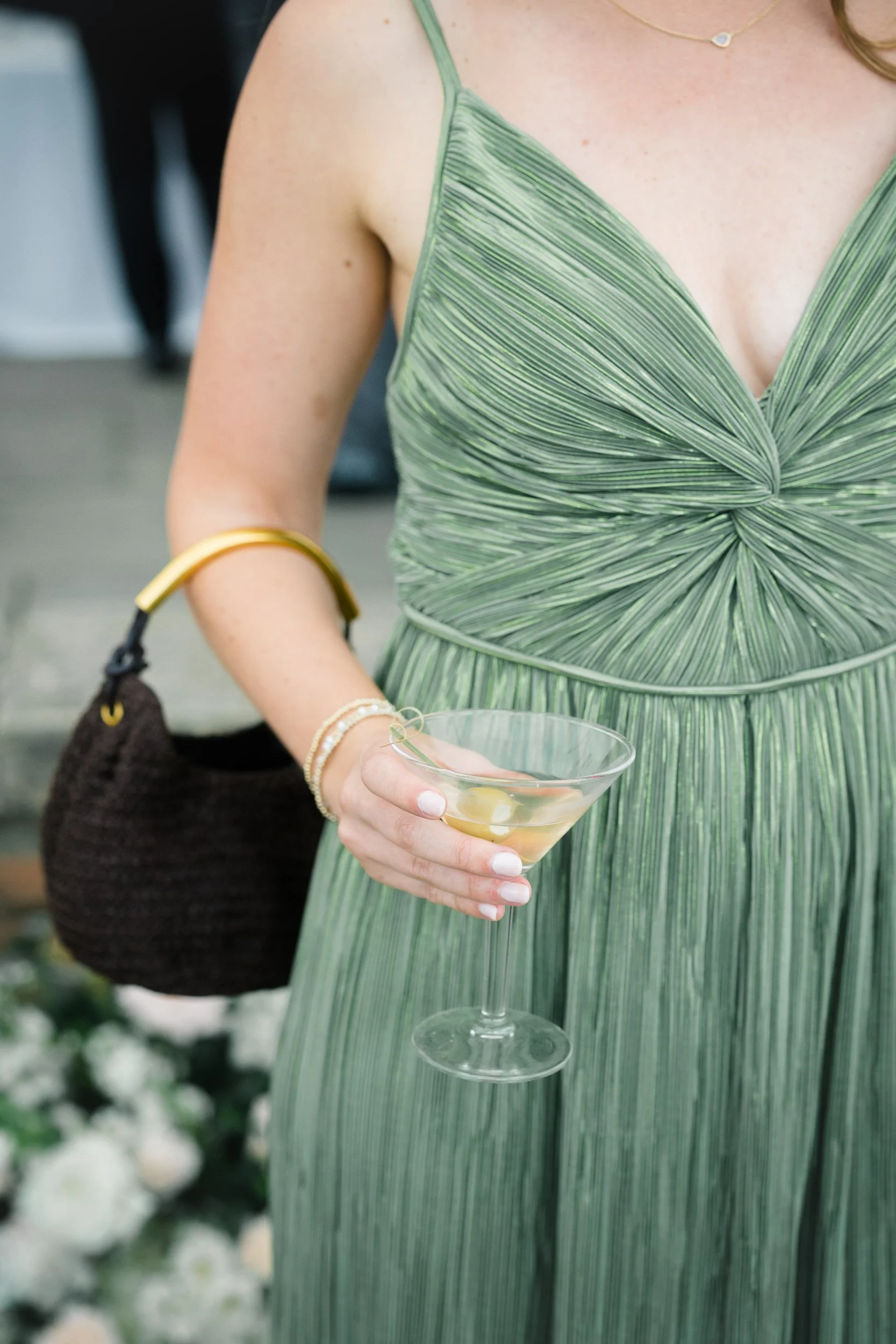Unforgettable wedding cocktail hour on the Grand Allée featuring custom cocktails at the Crane Estate in Ipswich.