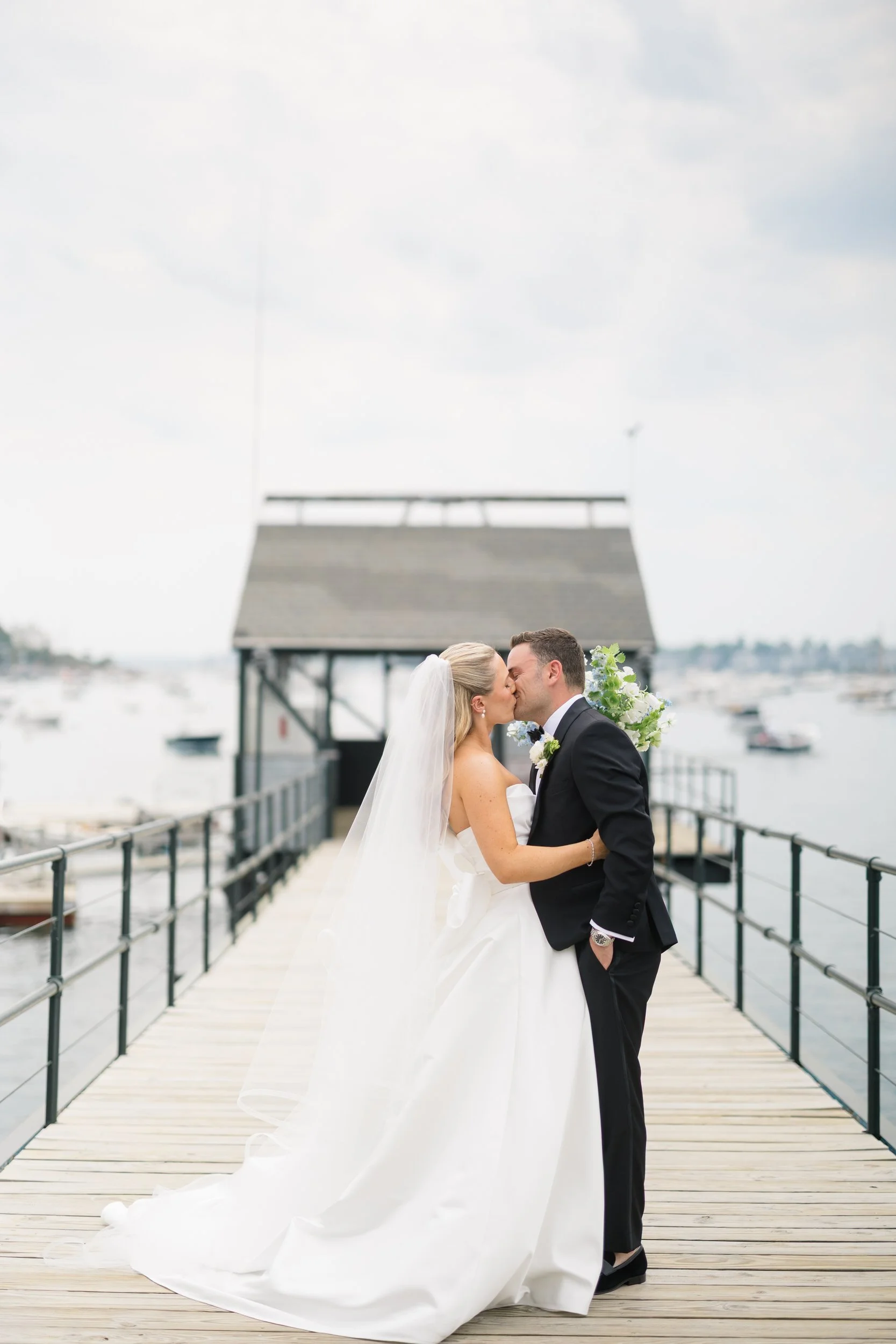Intimate first look moment at Corinthian Yacht Club on the North Shore of Massachusetts.