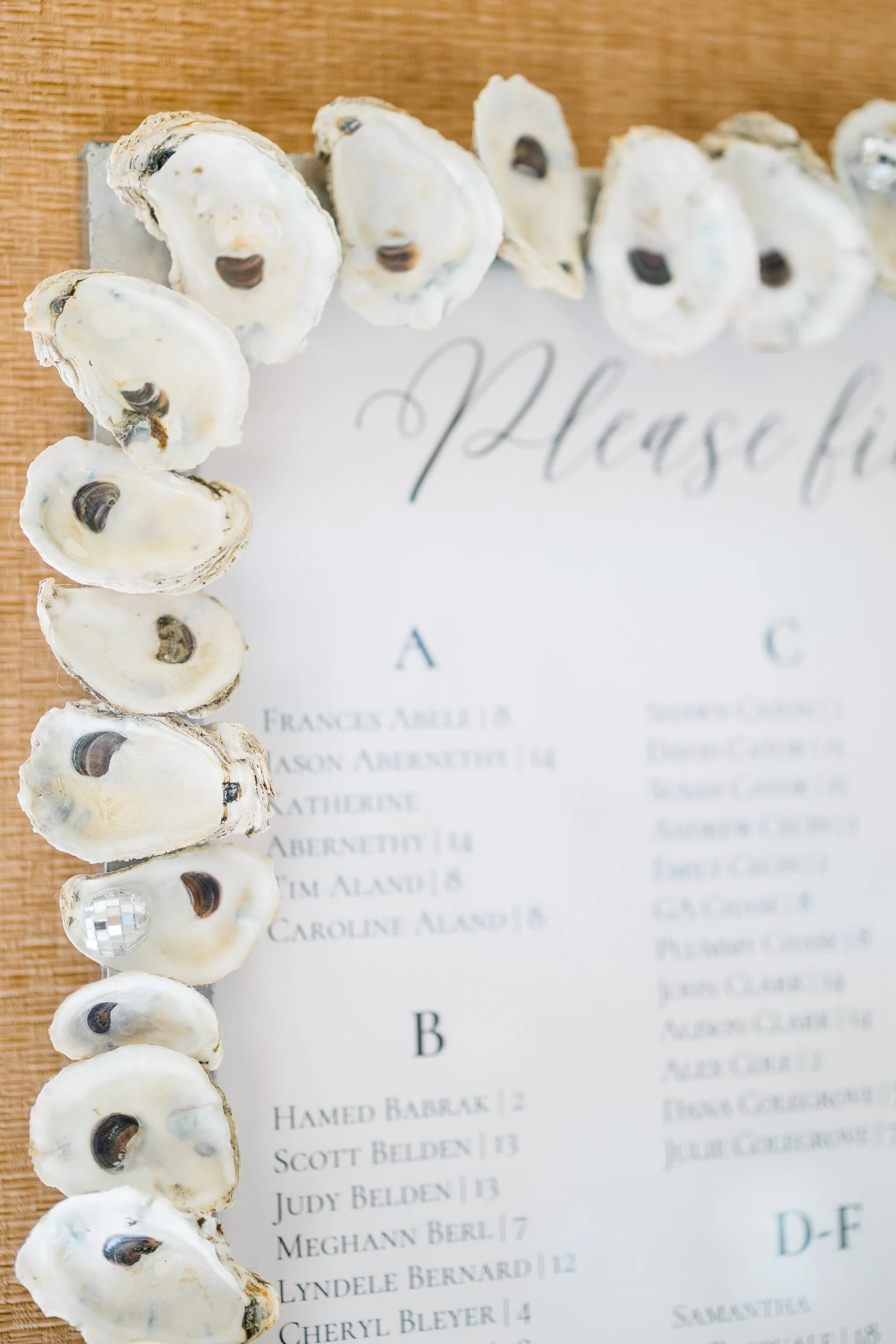 Coastal oyster-inspired reception styling in Cape Cod