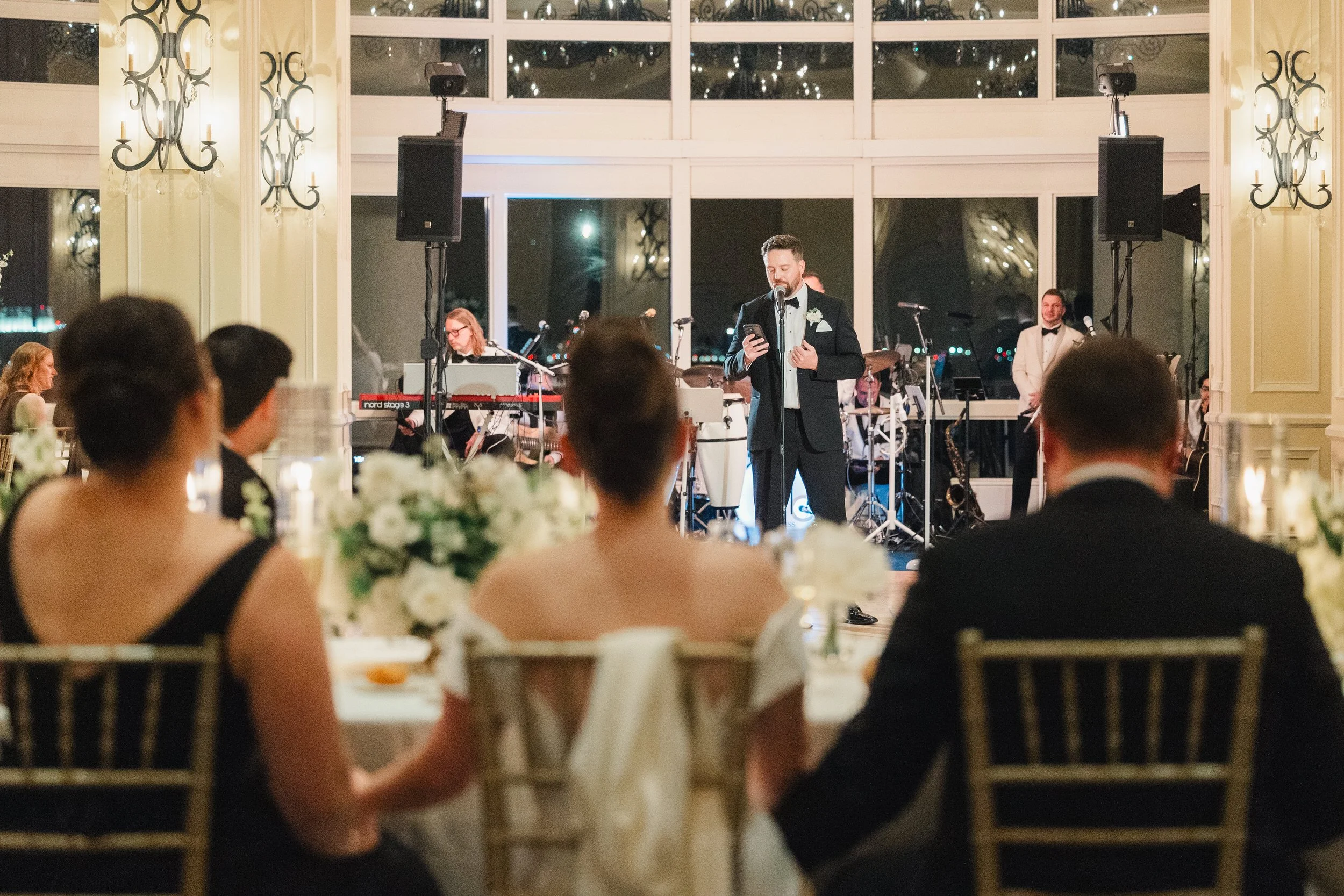 Reception speeches inside the Boston Harbor Hotel ballroom