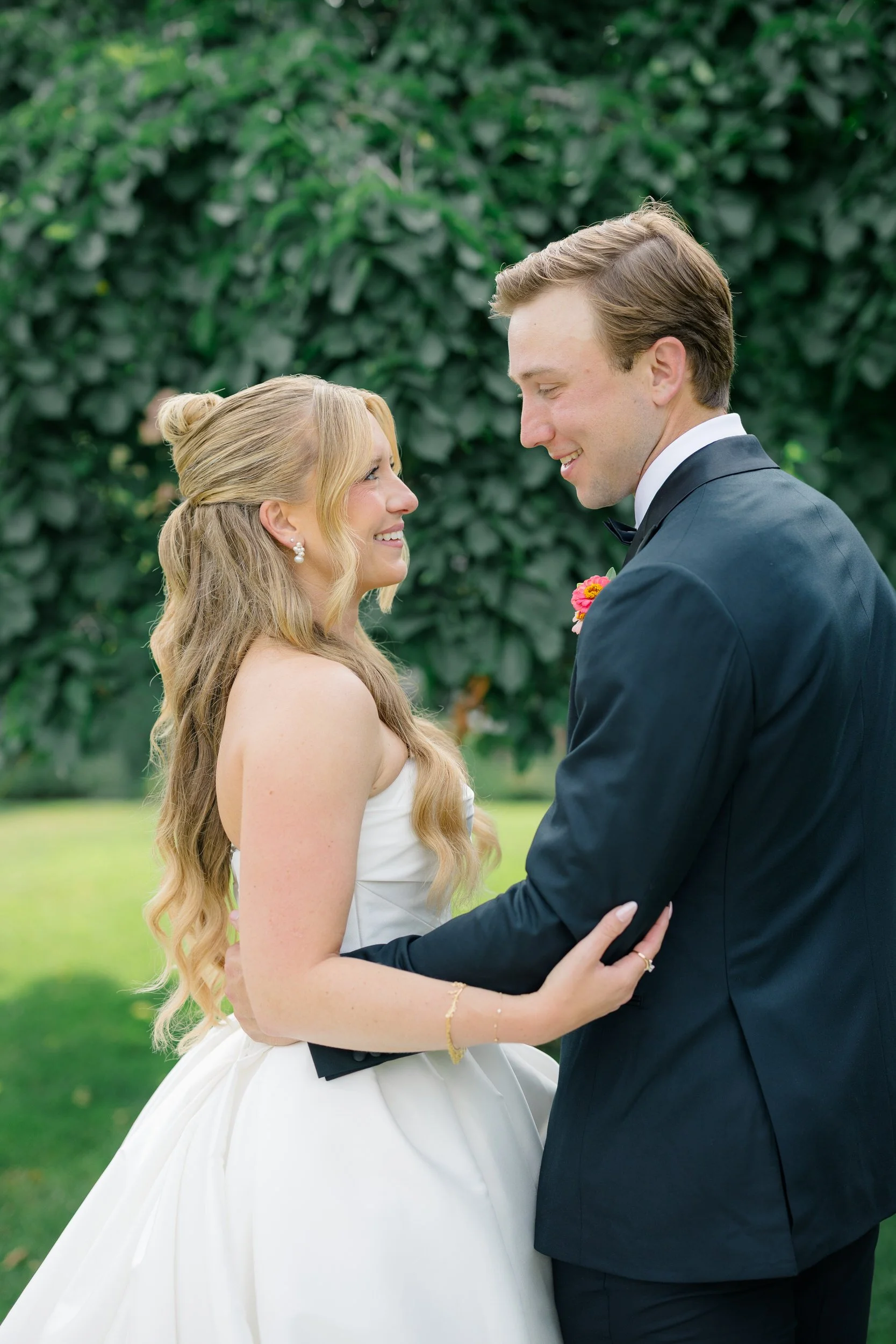 Romantic wedding portraits surrounded by gardens at The Gardens at Elm Bank