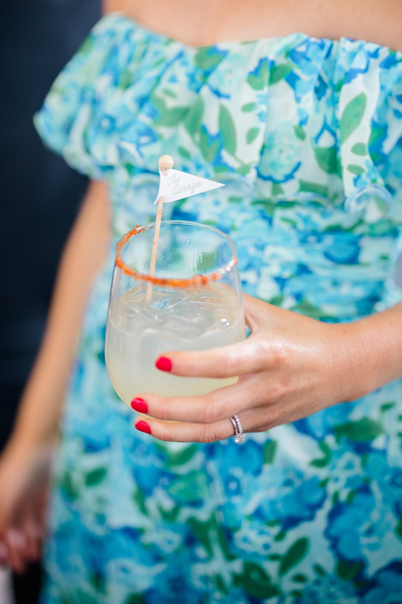 Signature drinks displayed during cocktail hour at a Blithewold Wedding.