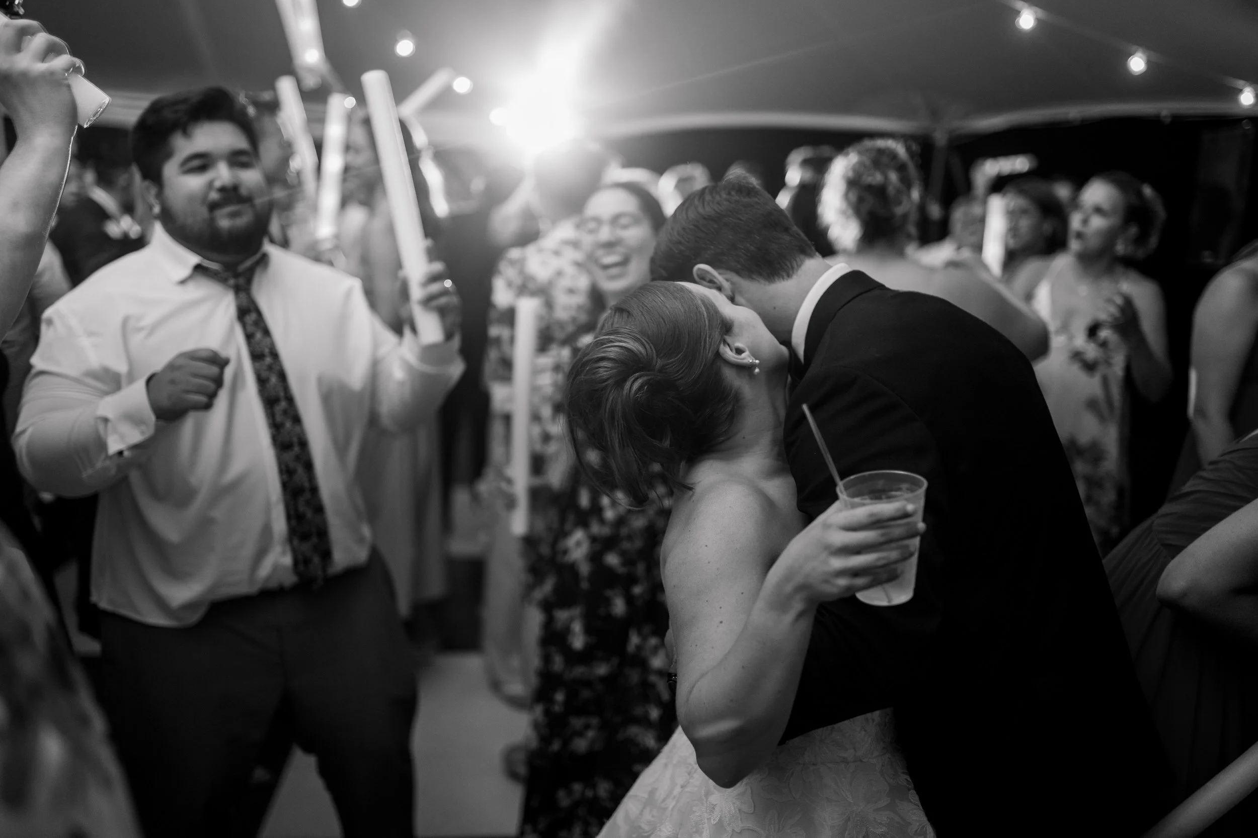 Joyful wedding reception dancing at a private estate on Cape Cod.