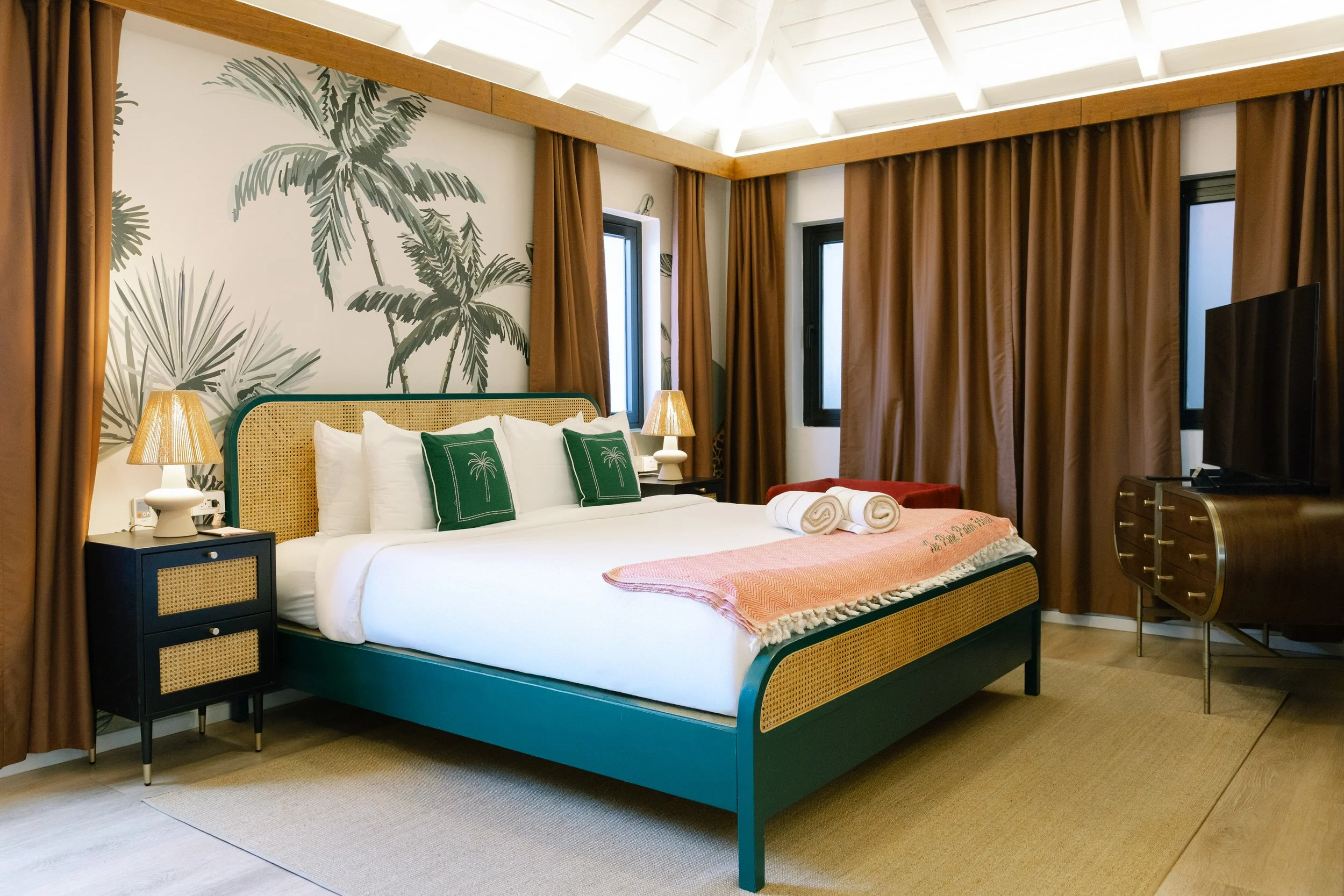 Colorful pink and tropical details at The Pink Palm Hotel in St. Thomas