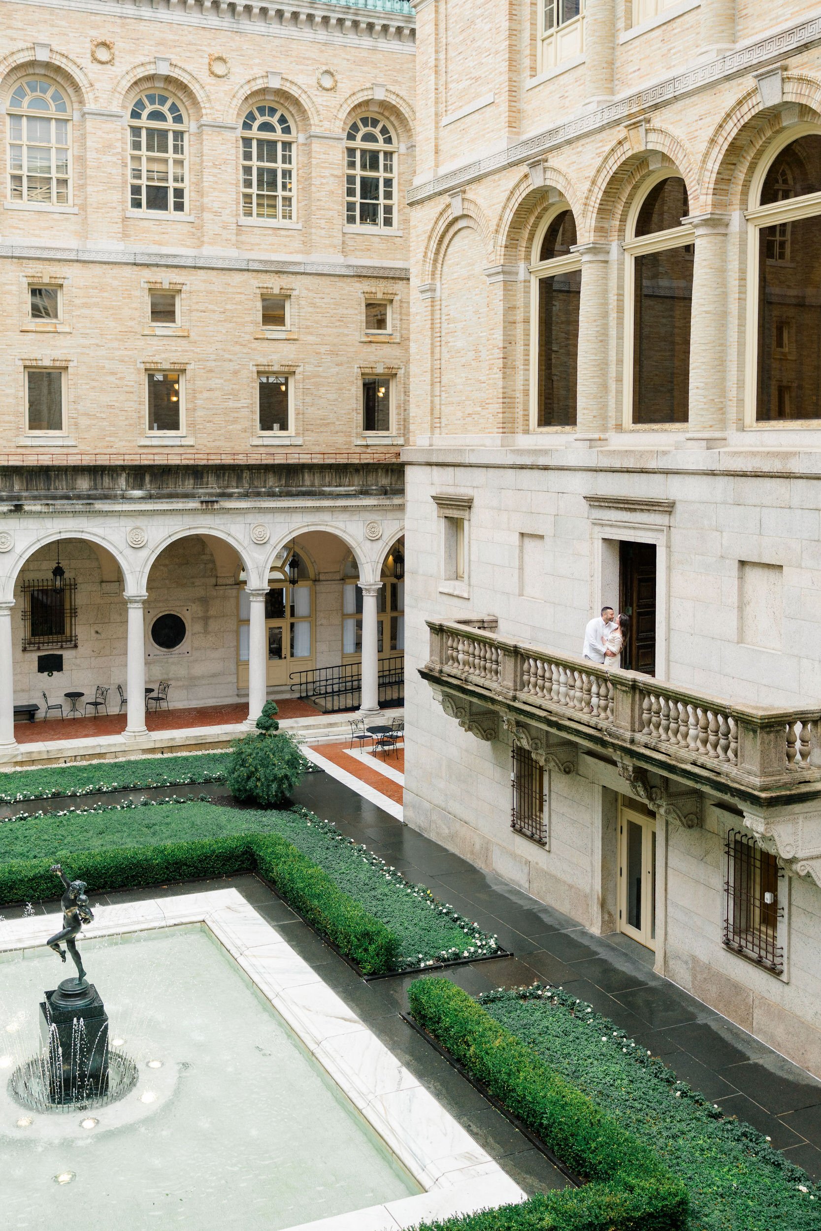 Fine art engagement photography at the Boston Public Library in downtown Boston