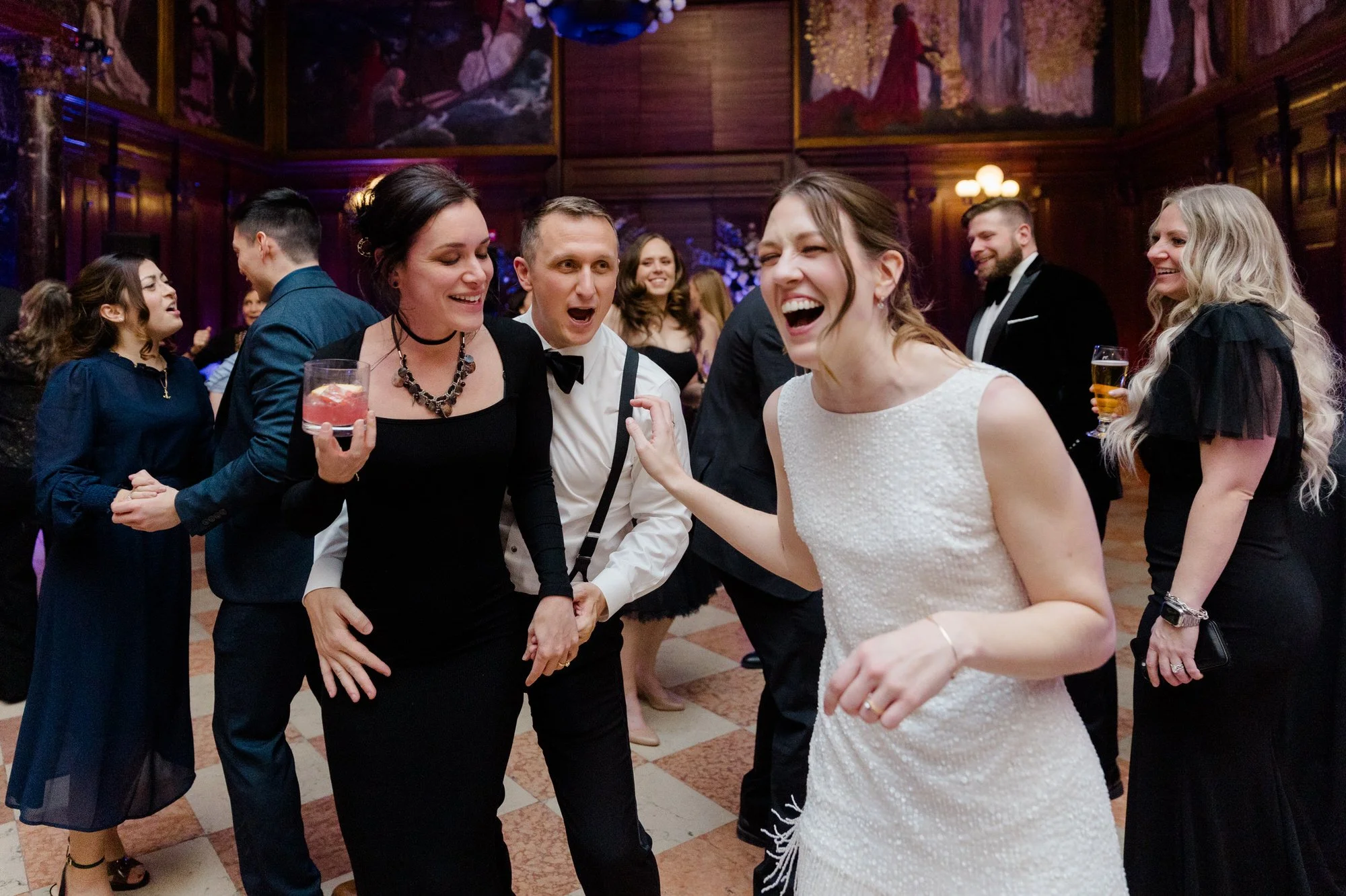 Couple dance together at Boston Public Library Wedding