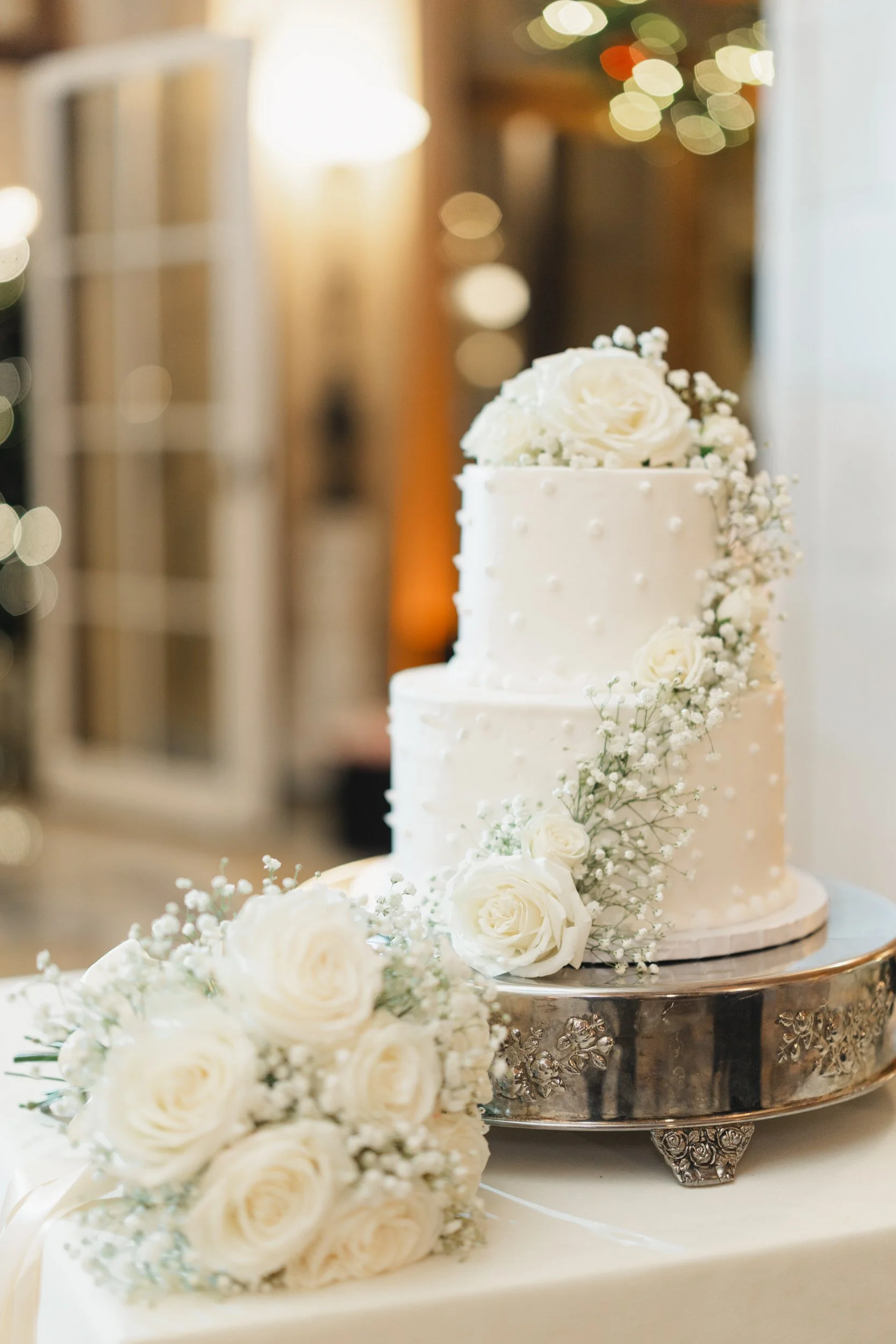 Winter wedding reception inside Aldrich Mansion