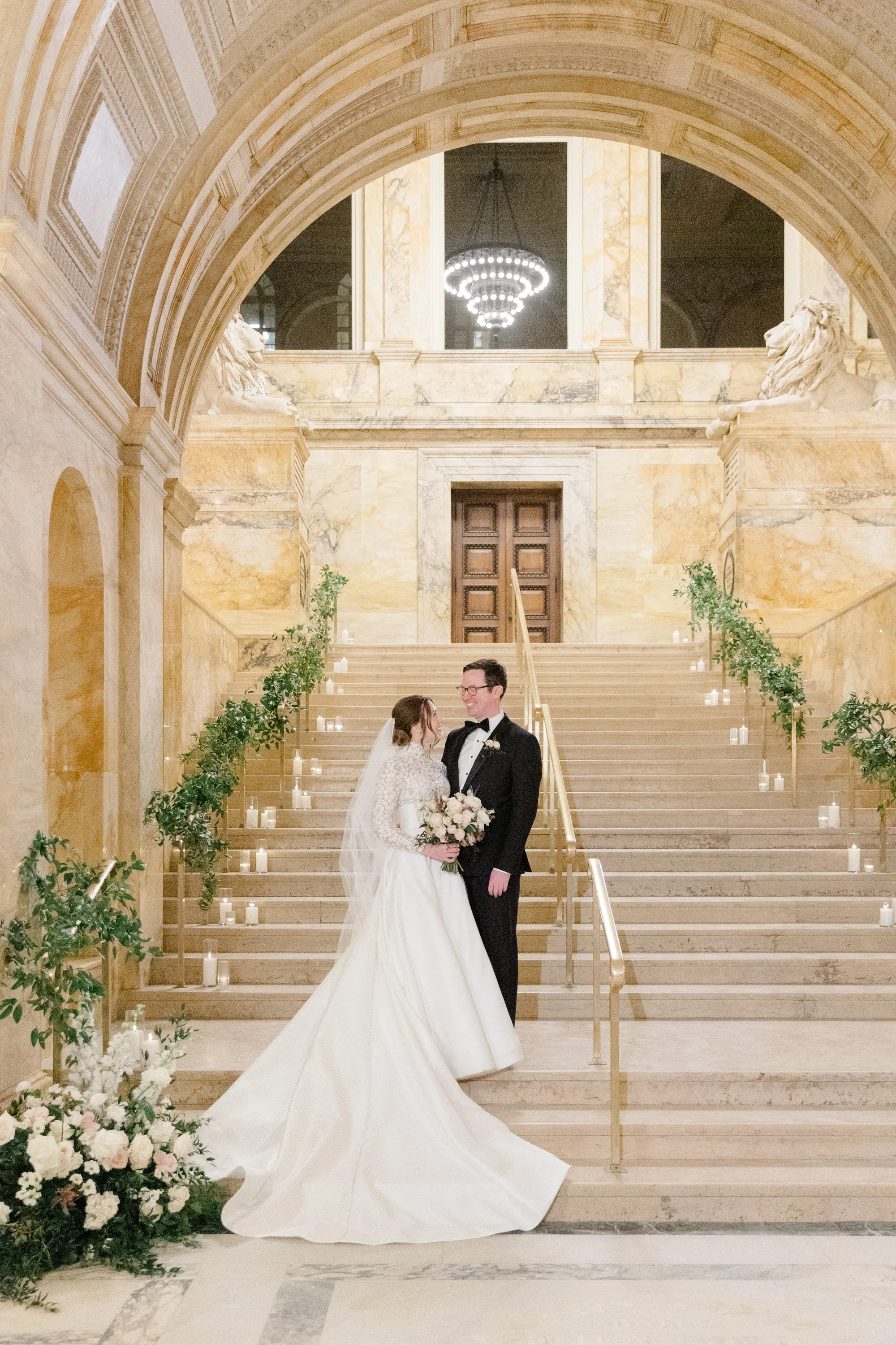 Couple portraits at Boston Public Library Wedding