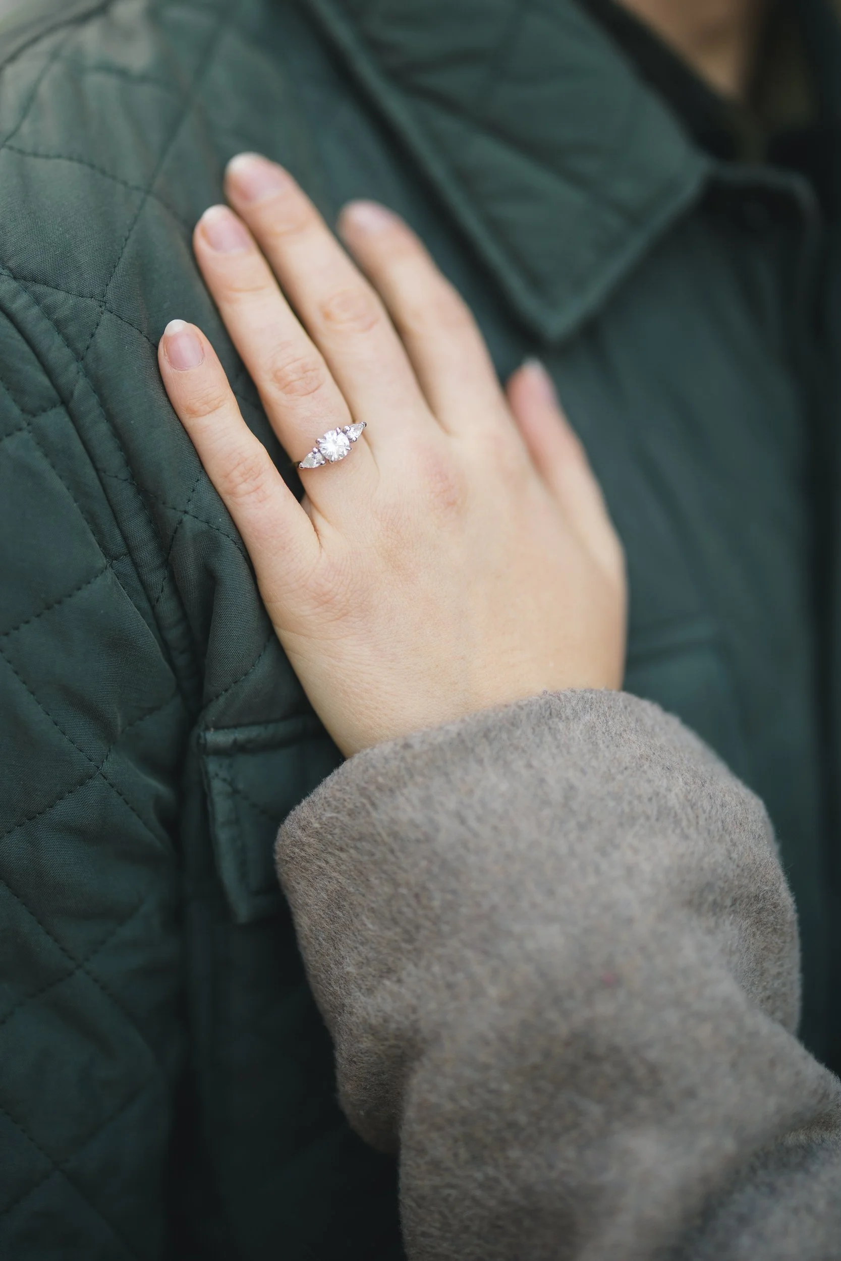 Coastal winter engagement session in Newburyport with soft, natural tones.