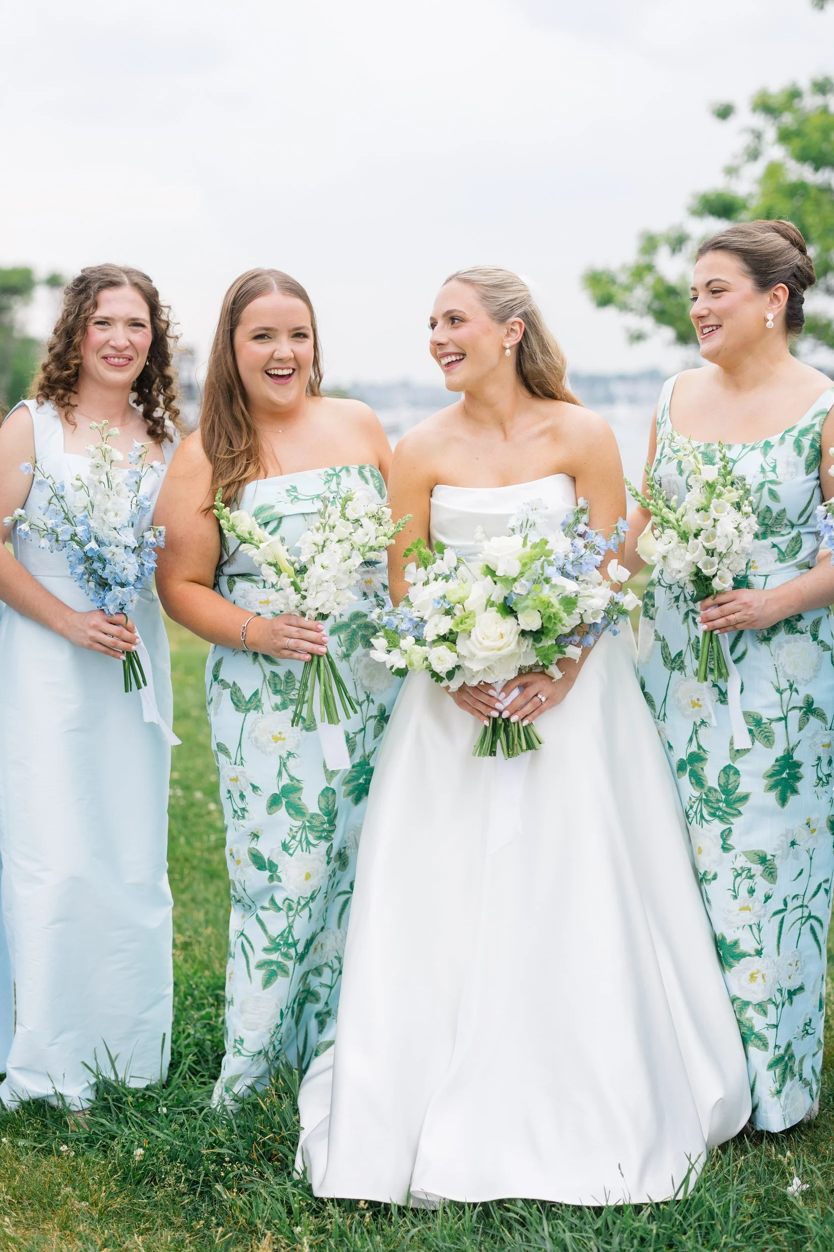 Bridal party portraits at Chandler Hovey Park during a Marblehead Massachusetts wedding.