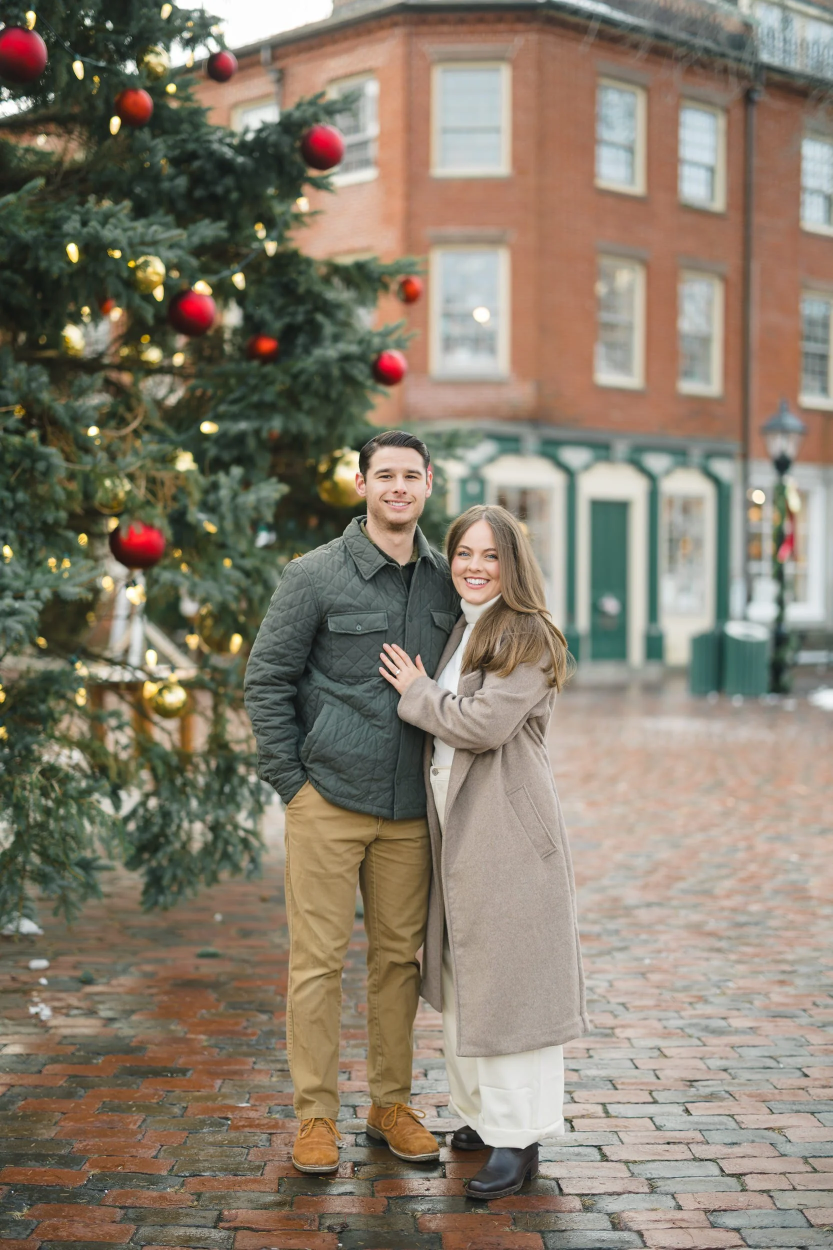 Winter Newburyport engagement session photographed along the coastal waterfront.