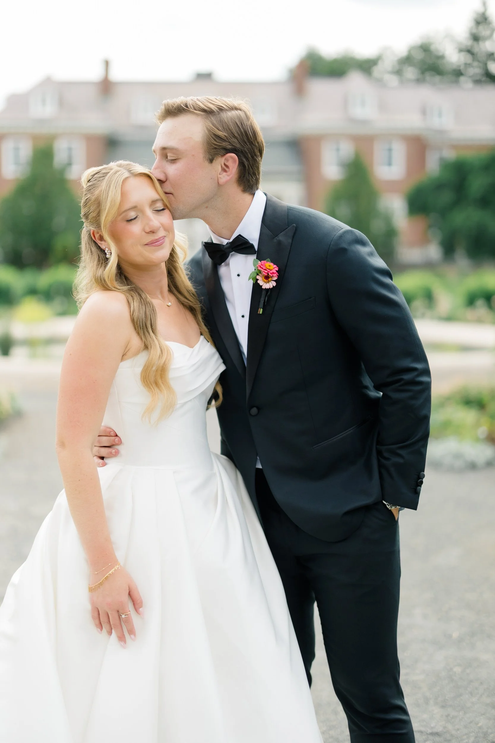 Bride and groom seeing each other for the first time before their Elm Bank wedding ceremony