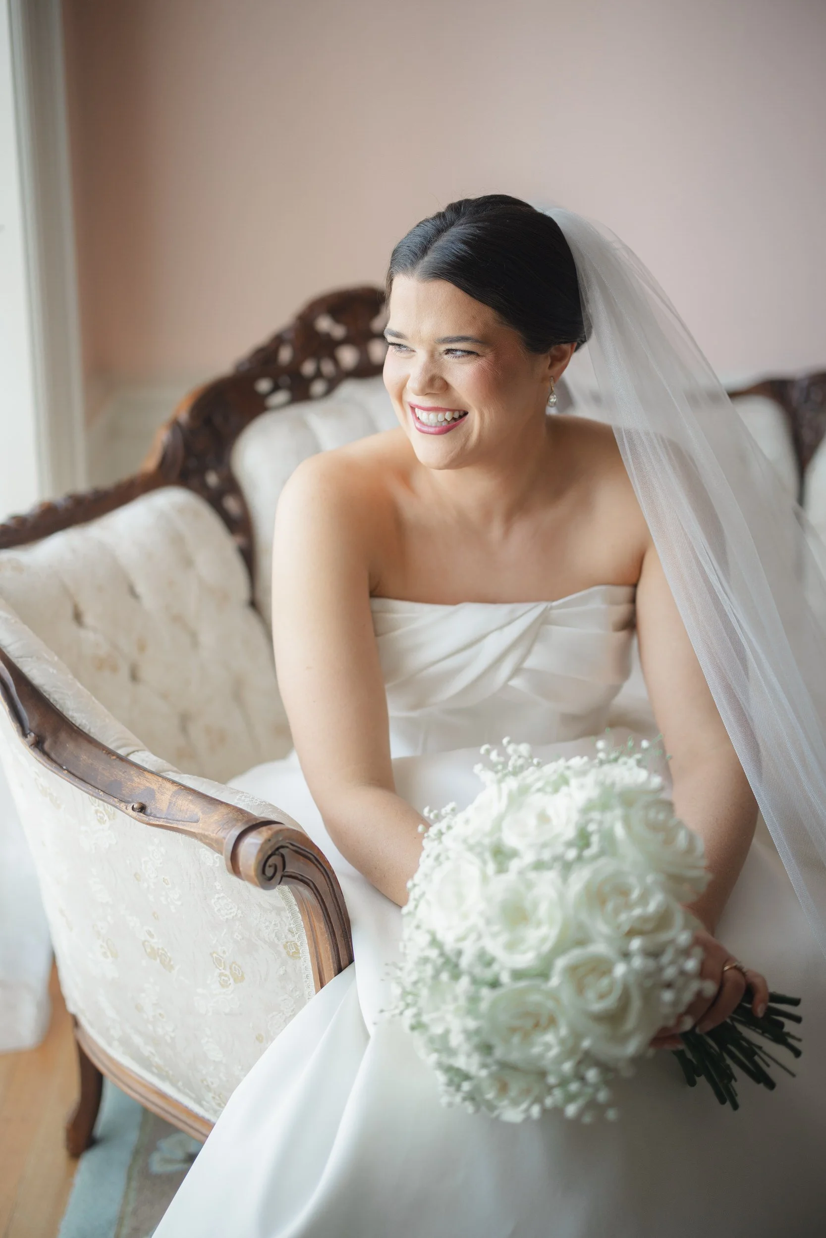 Bride getting ready with natural light at Aldrich Mansion