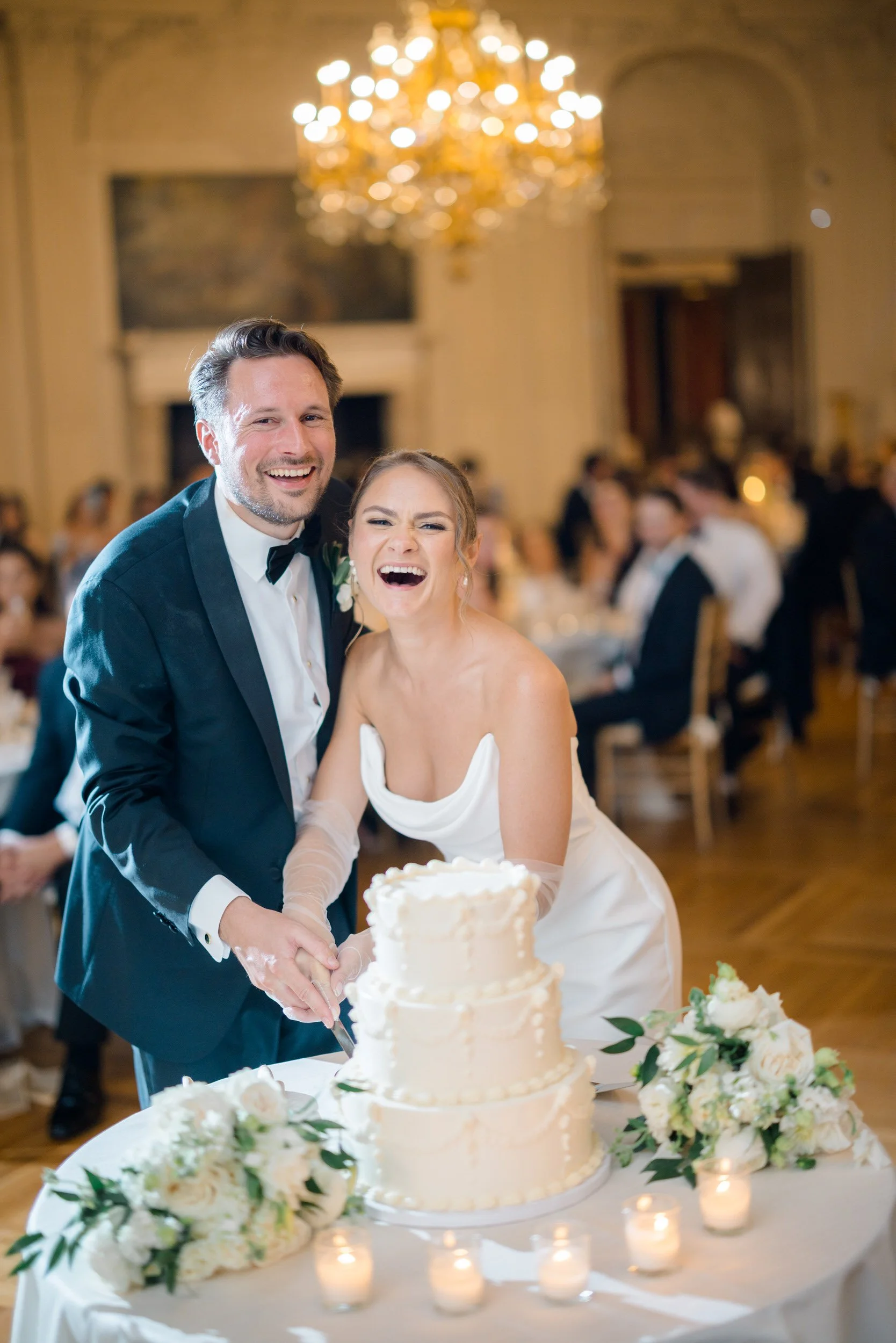 Cake cutting at Rosecliff Mansion in Newport, Rhode Island