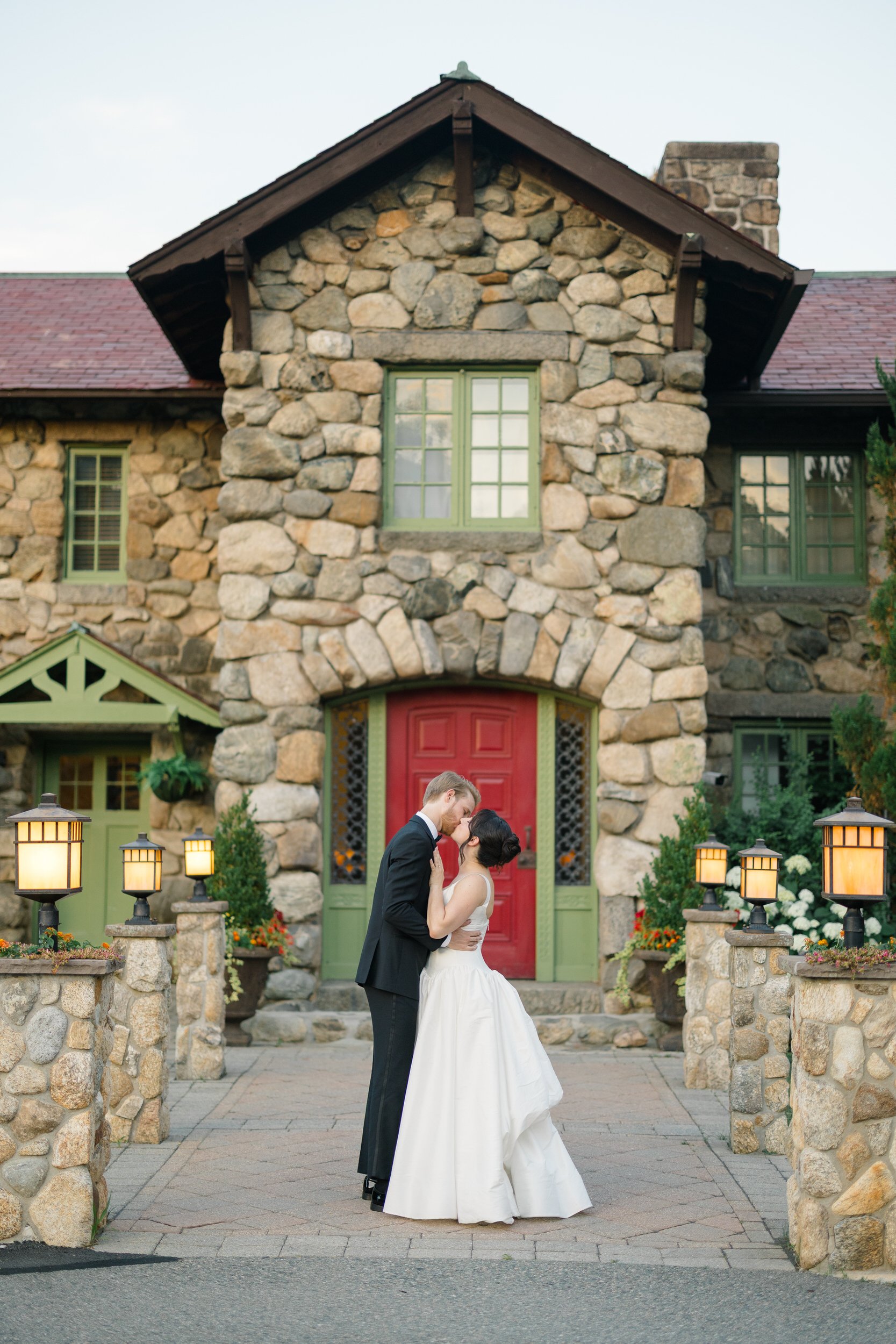 Romantic sunset couple portraits at Topsfield MA estate wedding venue