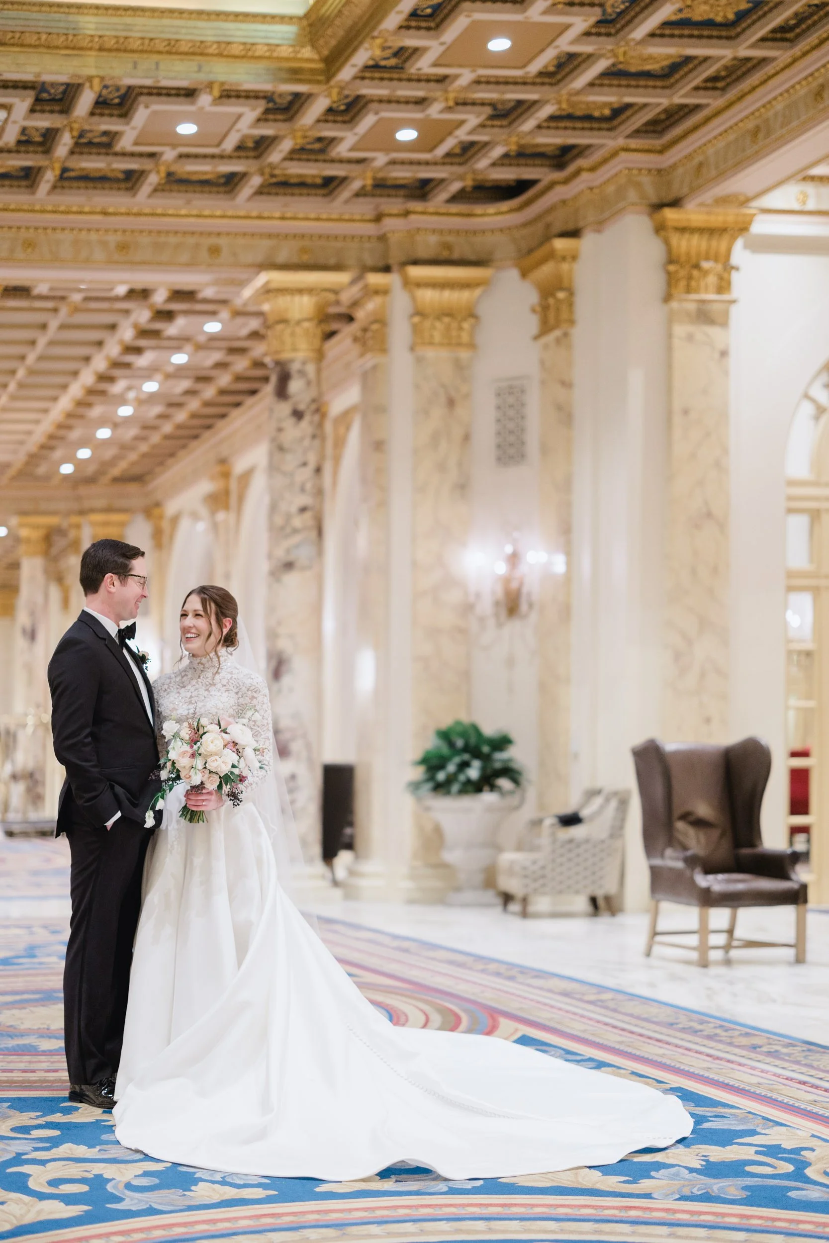 Couple portraits at Fairmont Copley Hotel Wedding