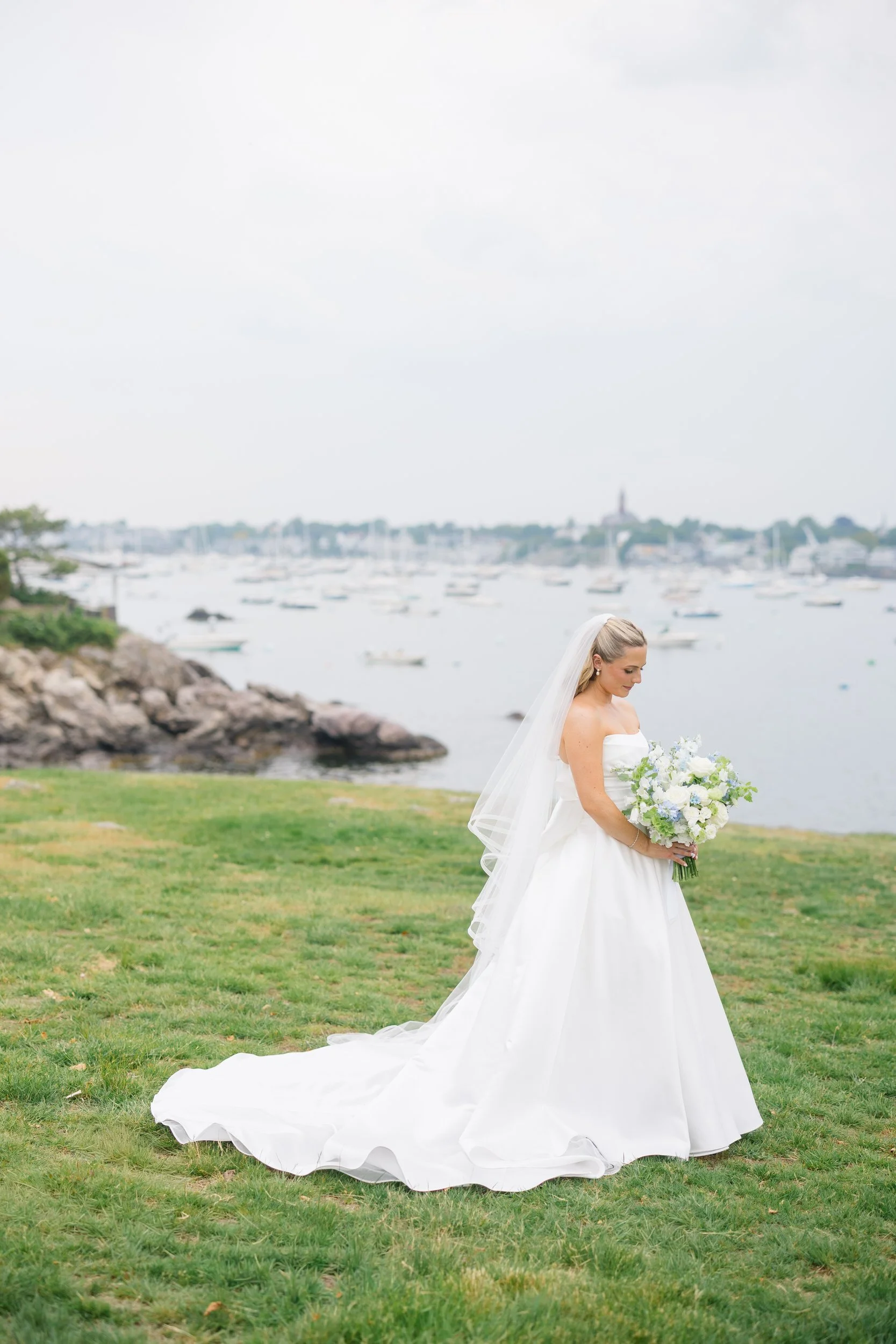 Bridal party portraits at Chandler Hovey Park during a Marblehead Massachusetts wedding.