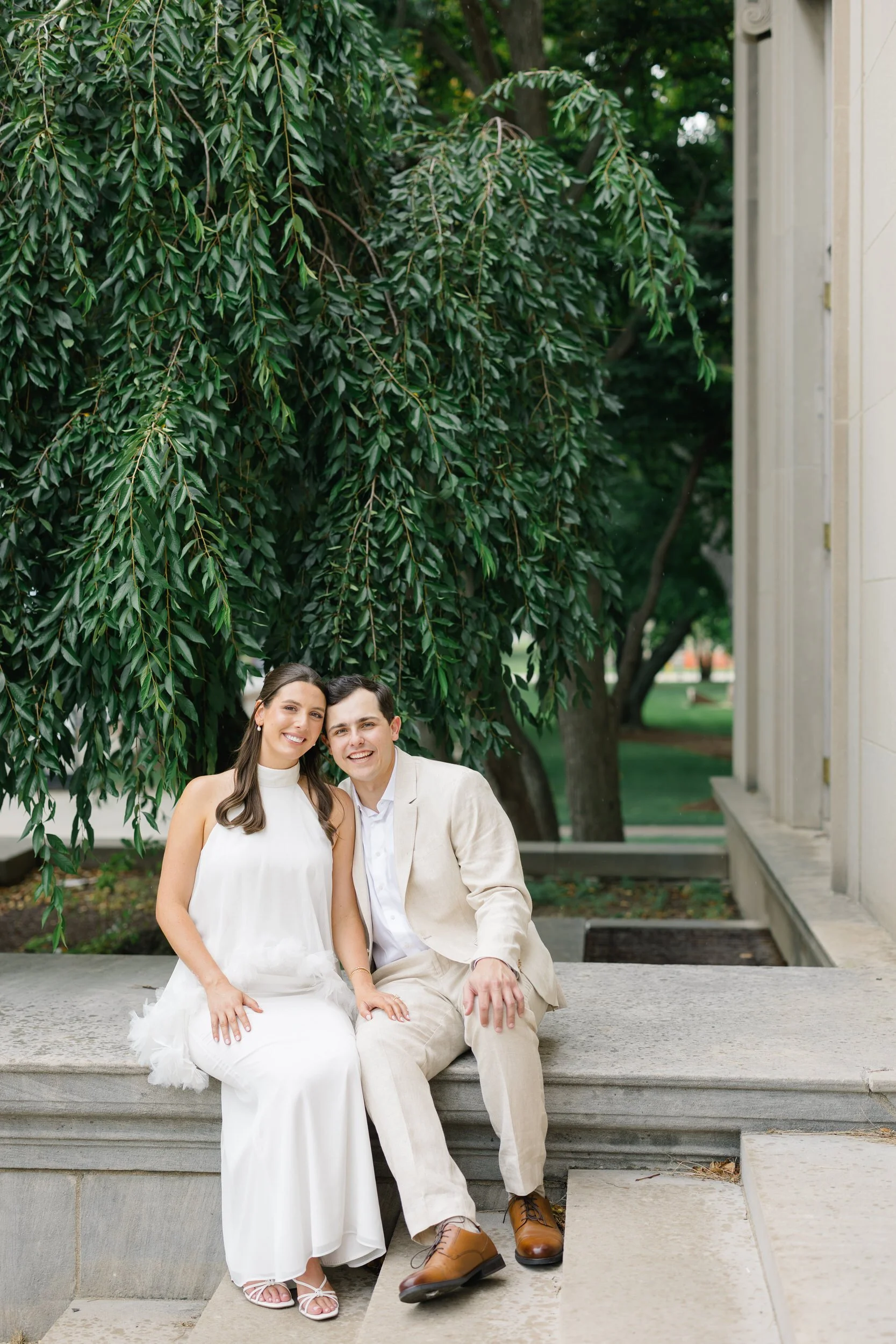 Editorial engagement portraits inspired by Cambridge's neoclassical architecture.