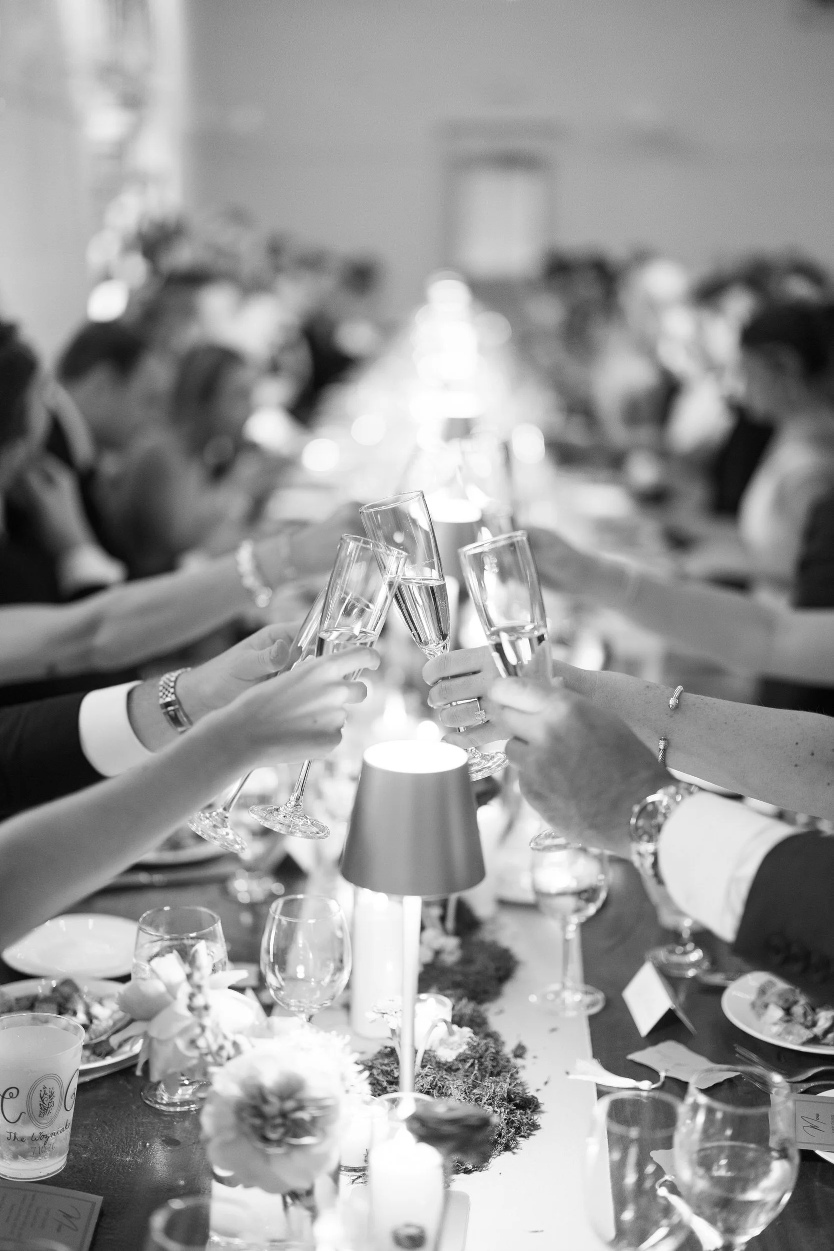 Wedding reception inside the Carriage House at The Gardens at Elm Bank