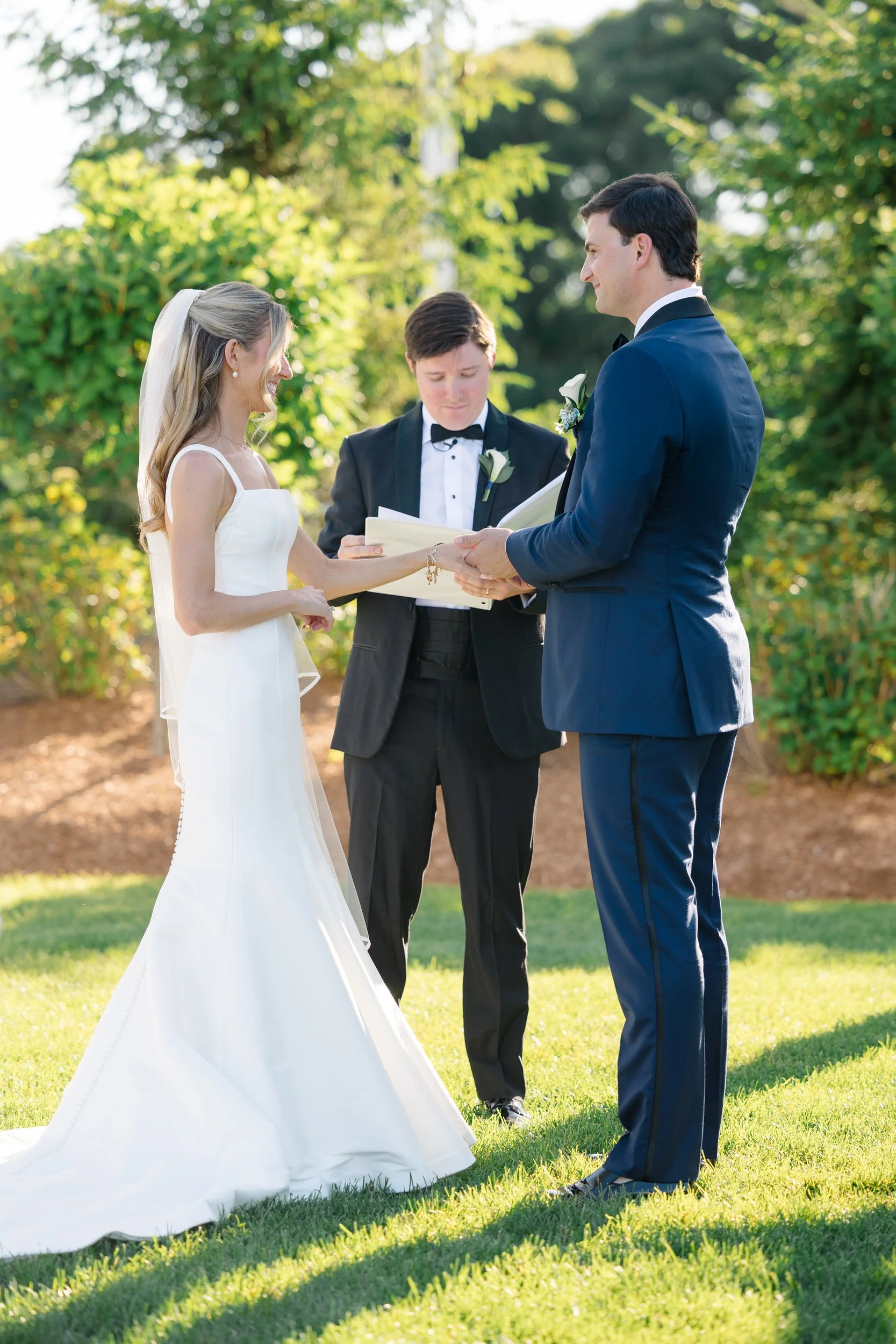 Couple exchanging vows during their wedding ceremony