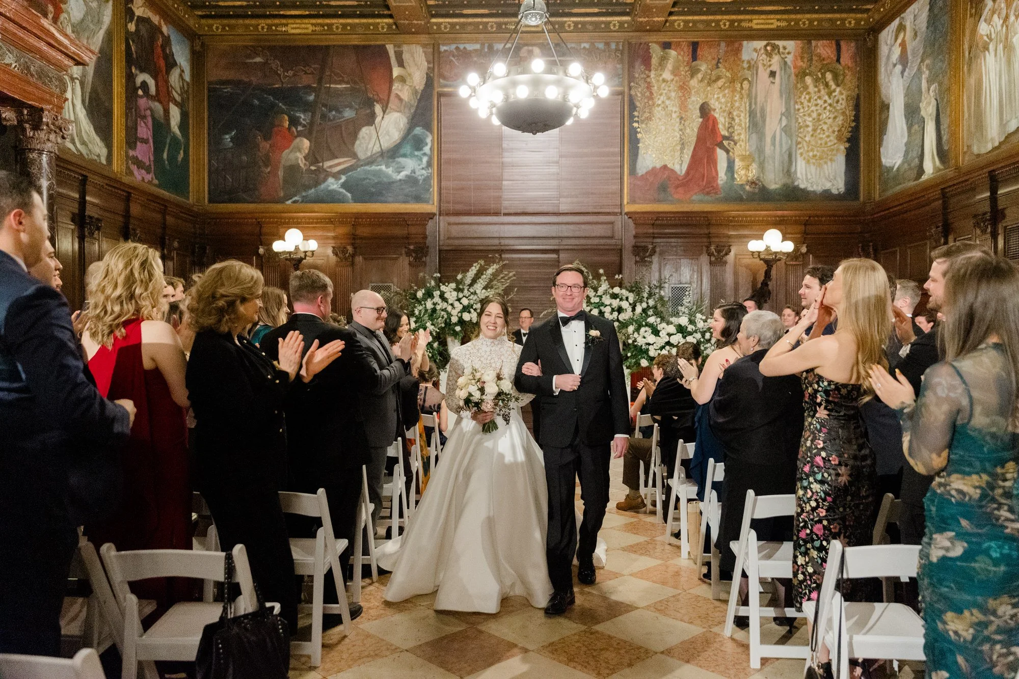 Bride and groom wedding ceremony at Boston Public Library Wedding