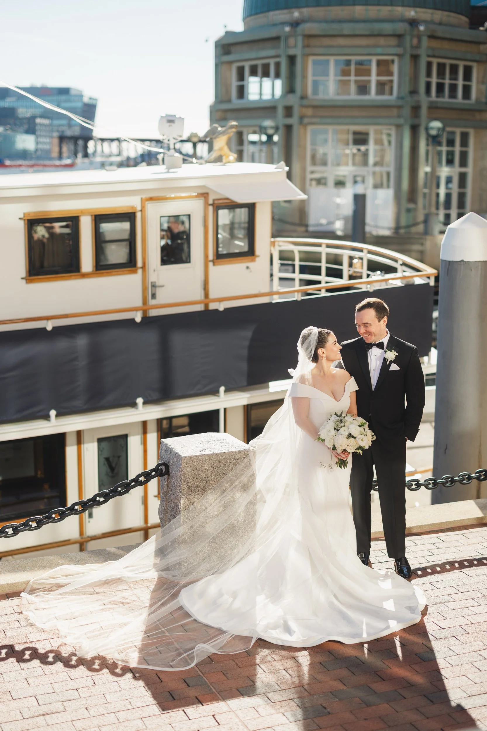 Timeless waterfront wedding portraits at the Boston Harbor Hotel