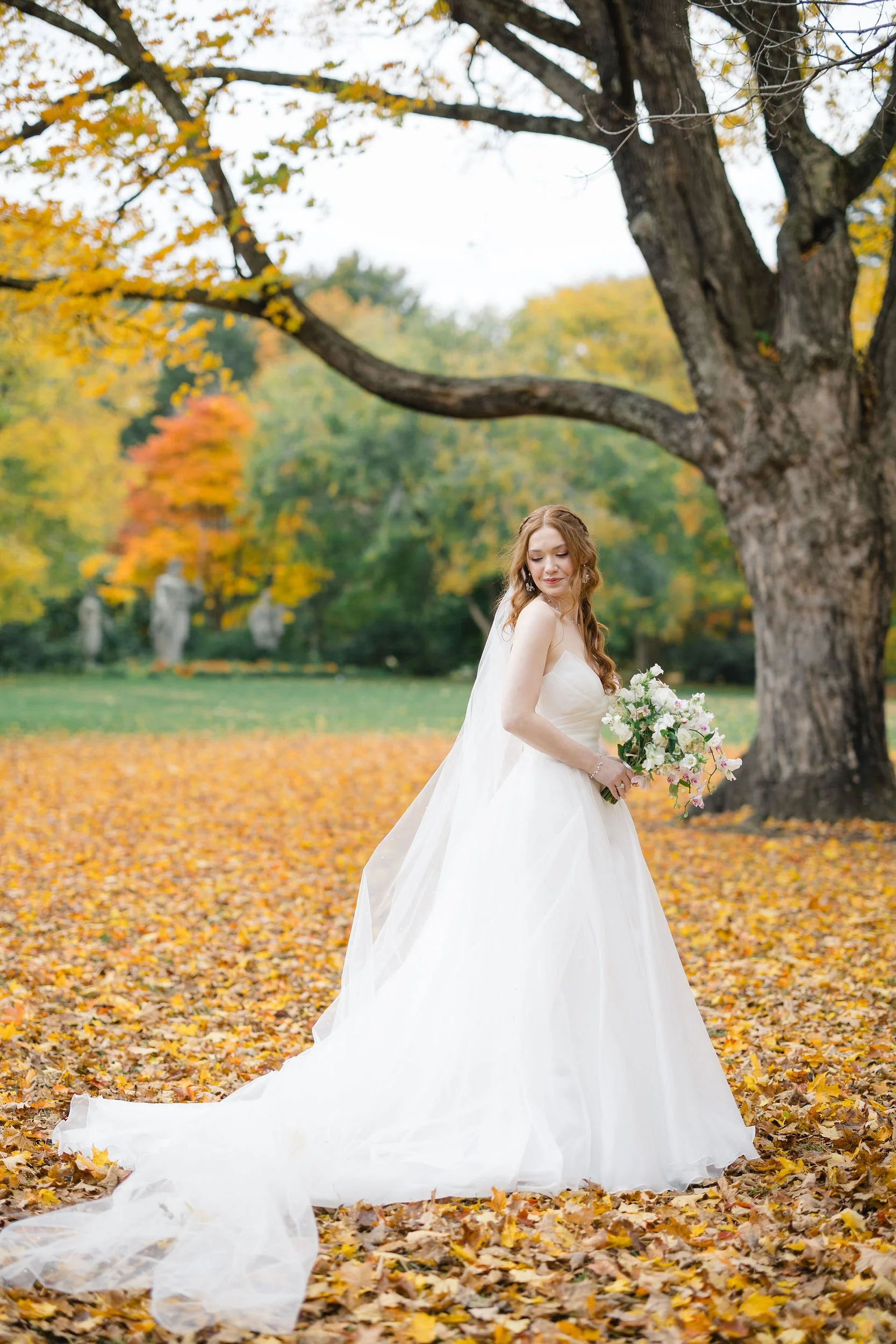 Romantic bridal portraits inspired by the secret garden aesthetic of a garden wedding.