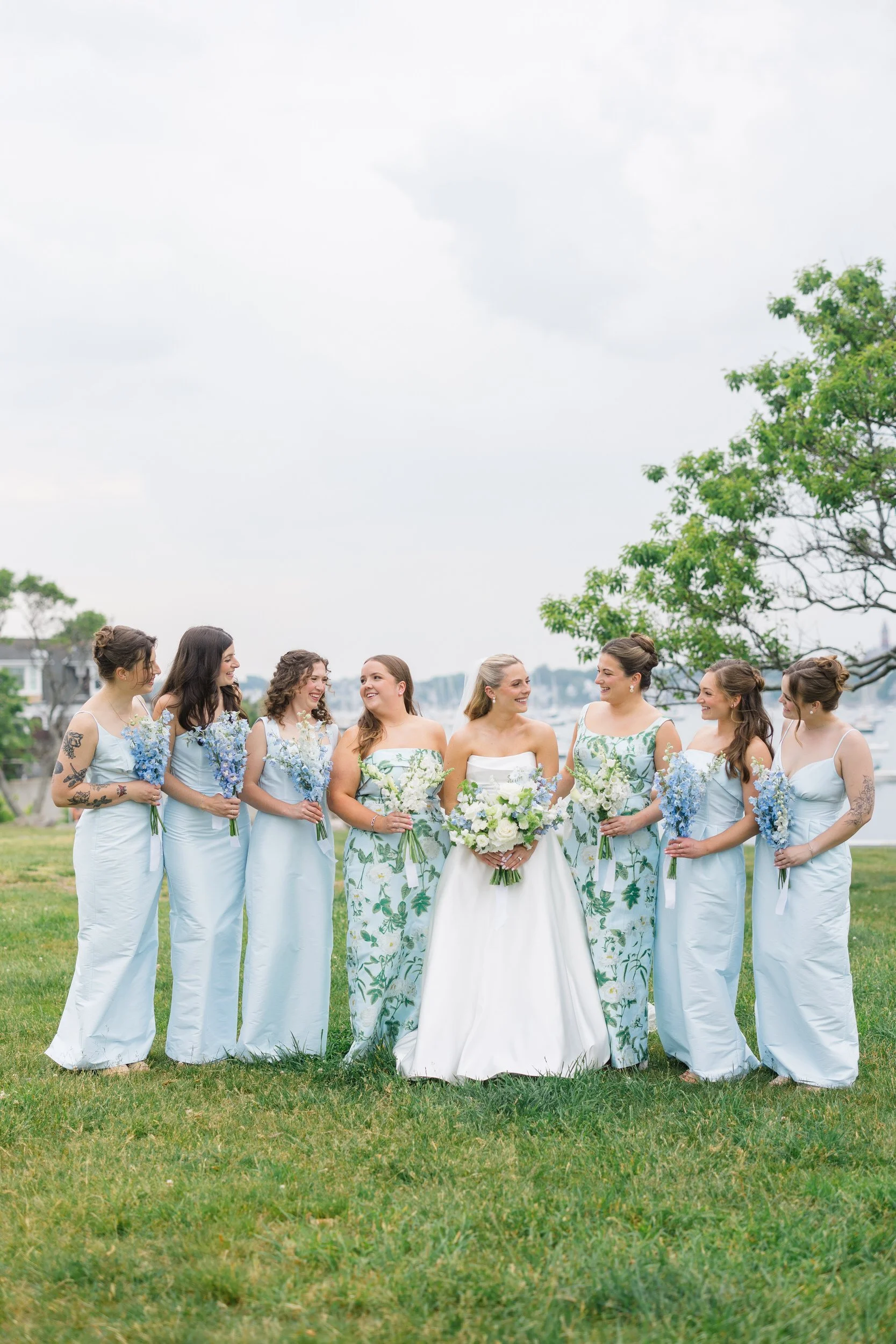 Bridal party portraits at Chandler Hovey Park during a Marblehead Massachusetts wedding.