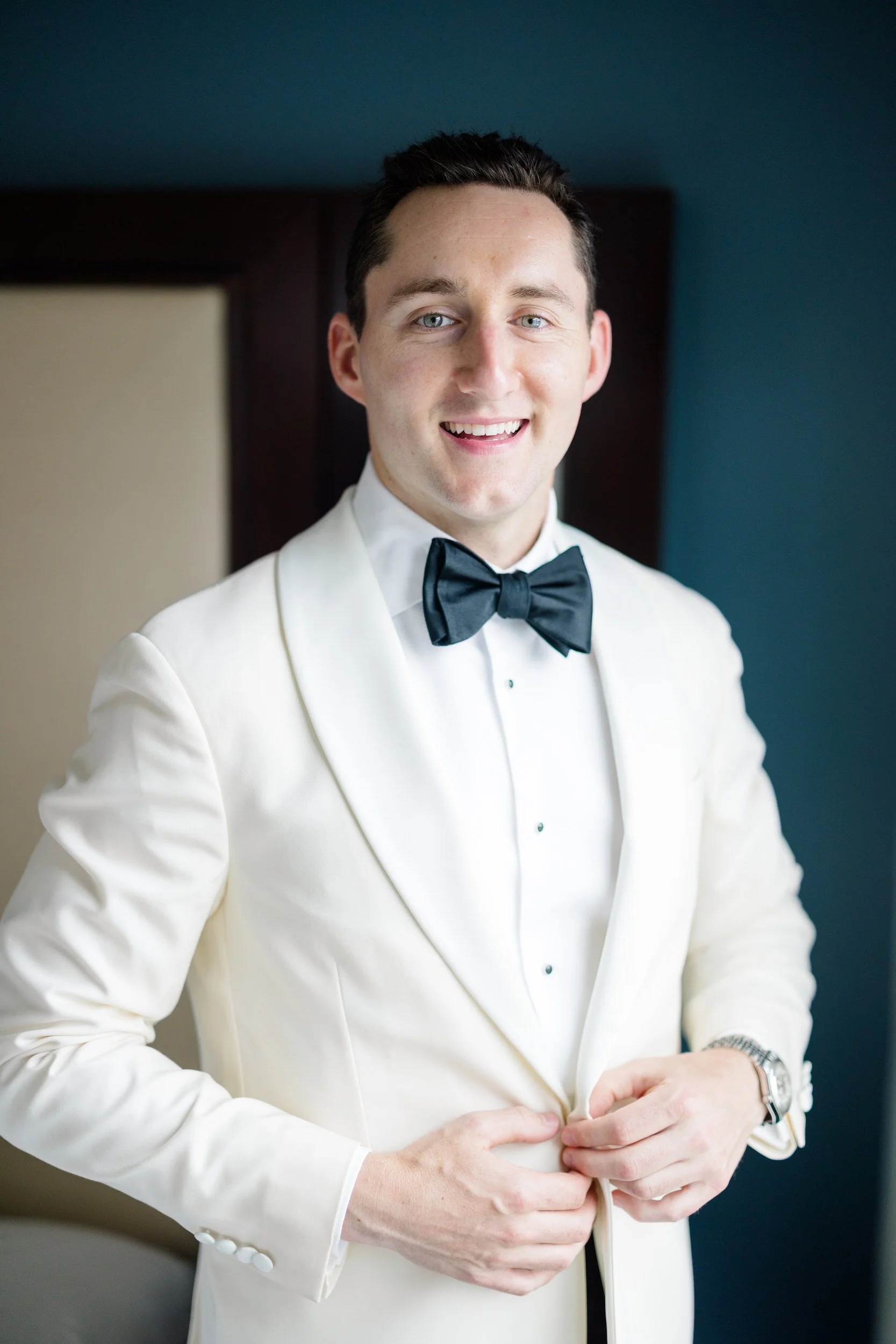 Groom getting ready before his Blithewold Wedding in Bristol, Rhode Island.