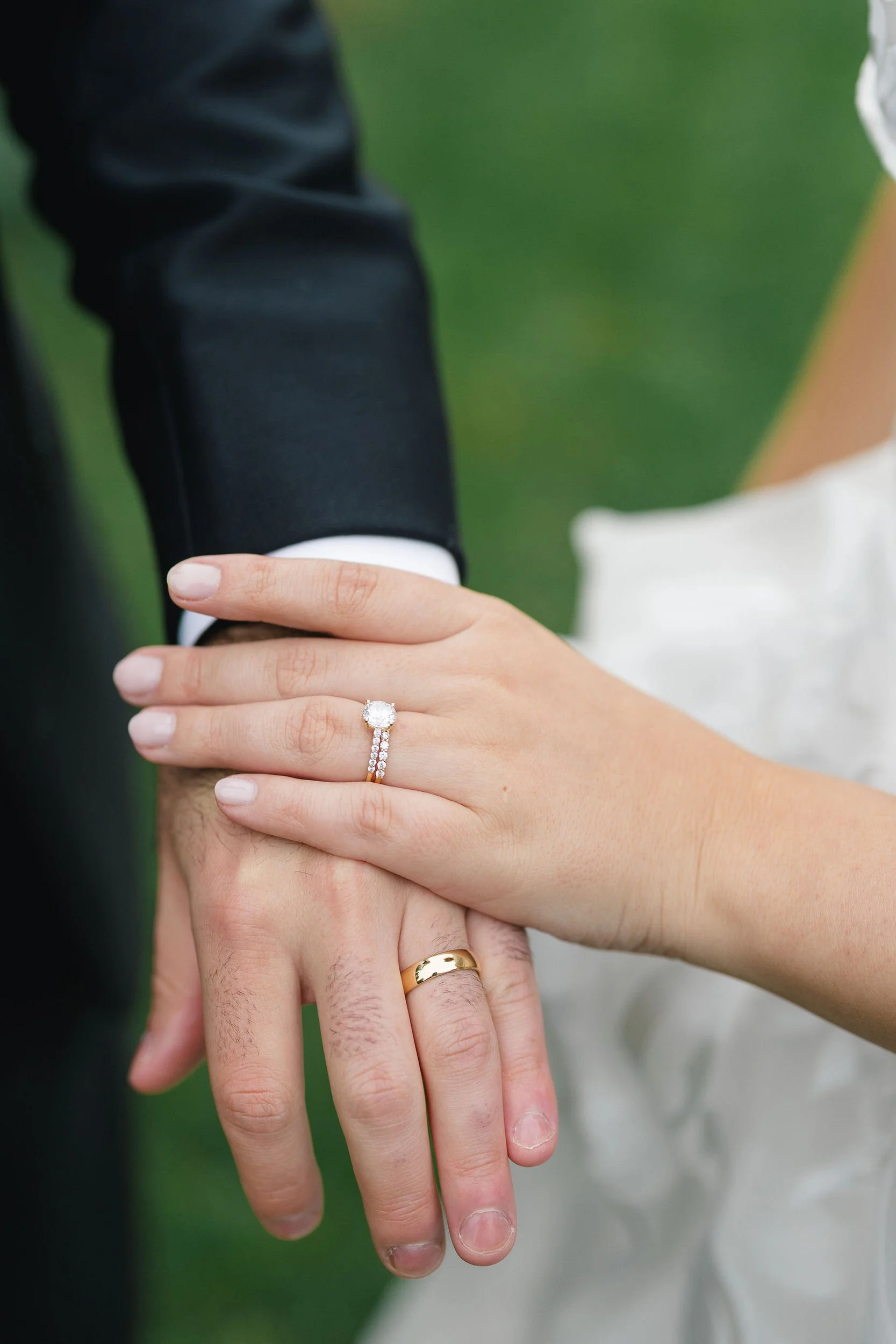 Romantic outdoor wedding portraits in the evening light at Long Hill.