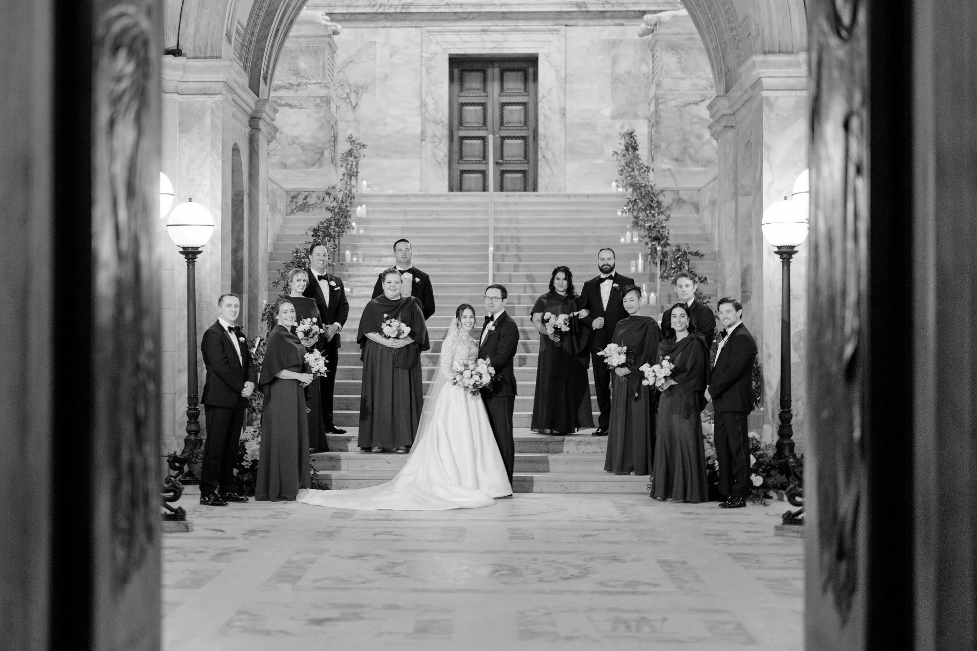 Bridal party portraits at Boston Public Library Wedding