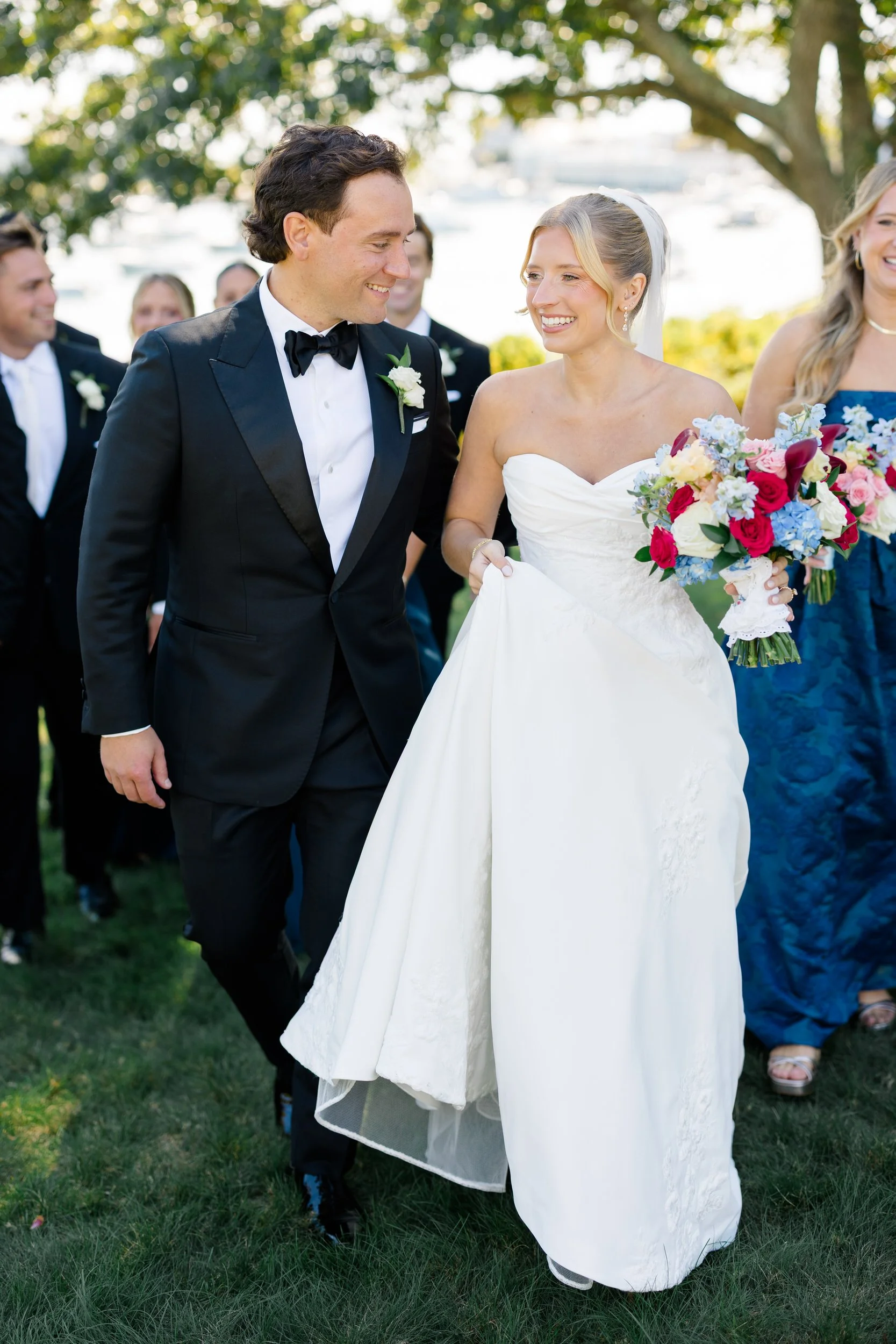 Wedding party portraits at Wychmere Beach Club on Cape Cod.