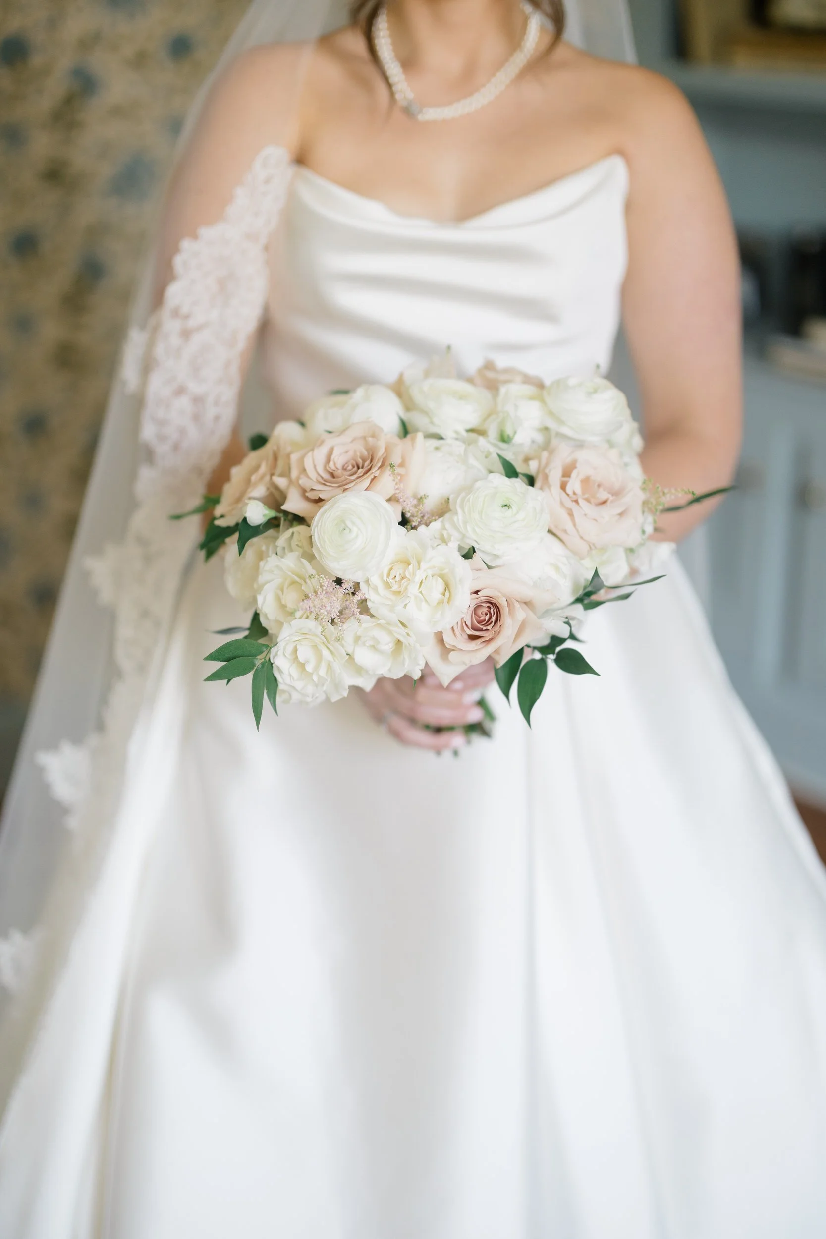 Bridal portraits captured at the Ipswich Inn before the ceremony at Crane Estate.