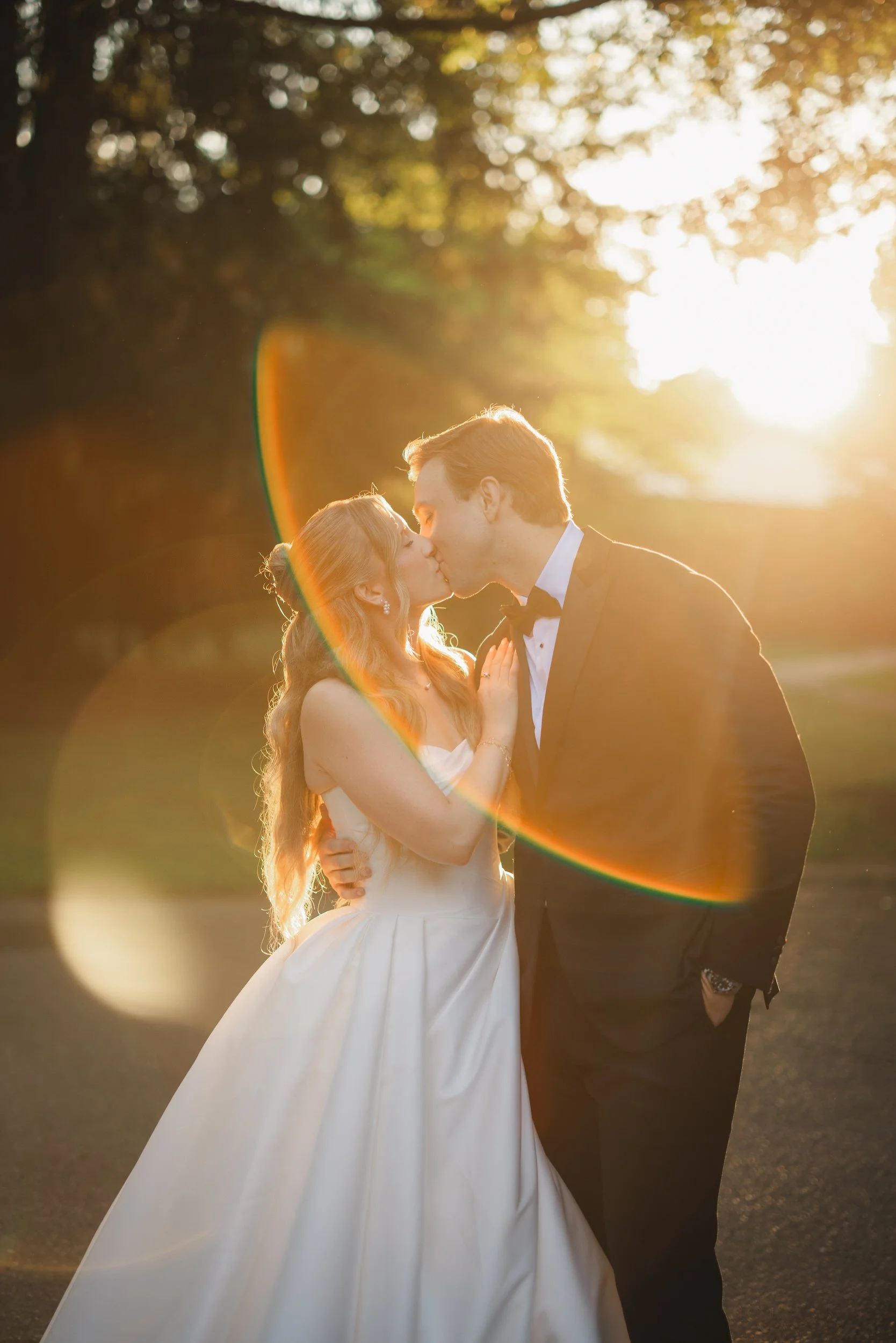 Sunset wedding photos from a romantic Elm Bank garden wedding