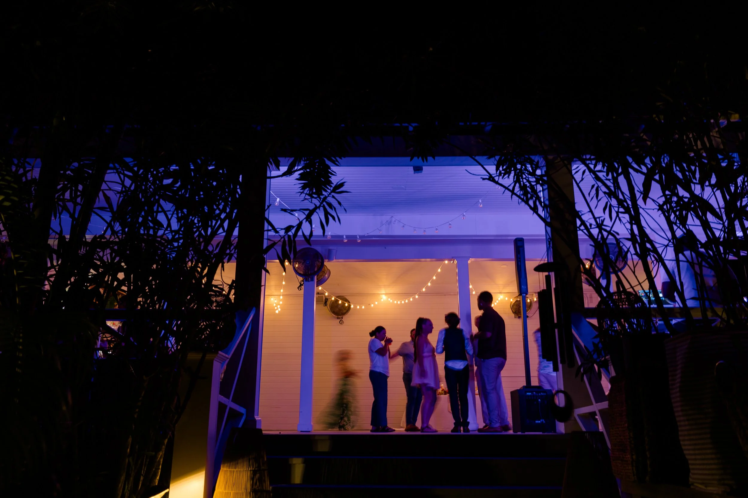 Wedding guests dancing at The Hideaway at Hull Bay in St. Thomas.
