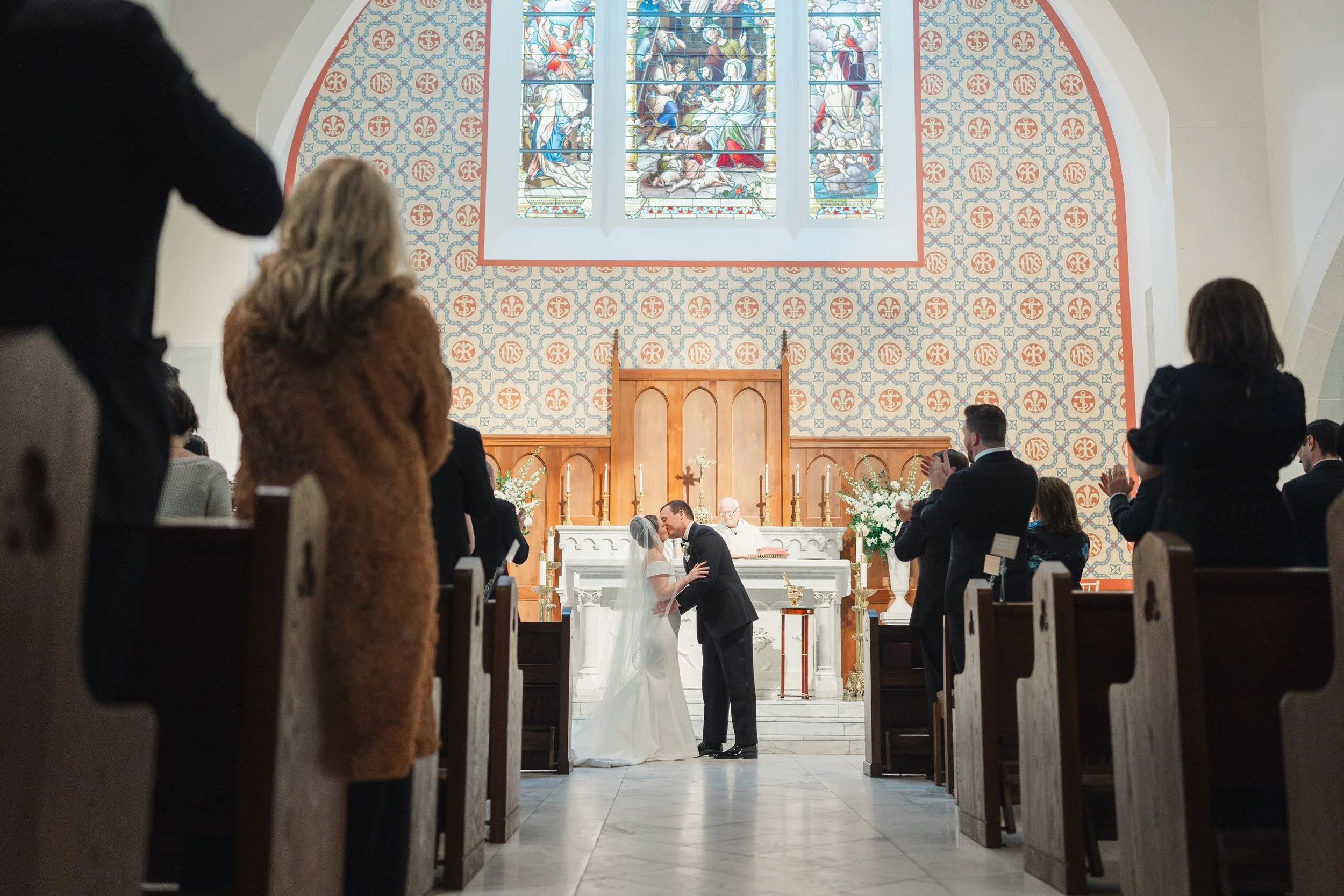 Timeless Catholic ceremony in Boston at Our Lady of the Good Voyage