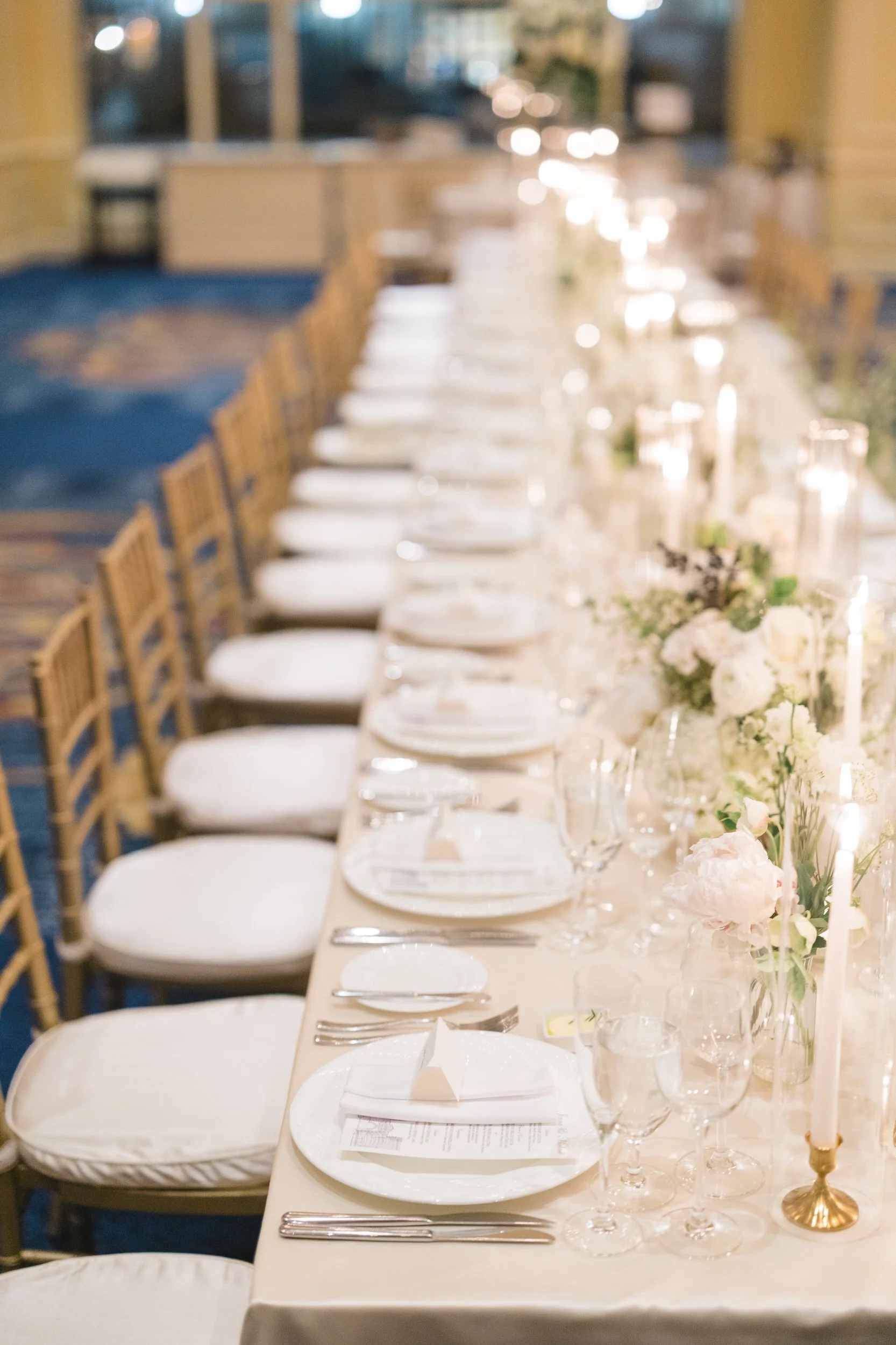Classic Boston Harbor Hotel wedding reception details
