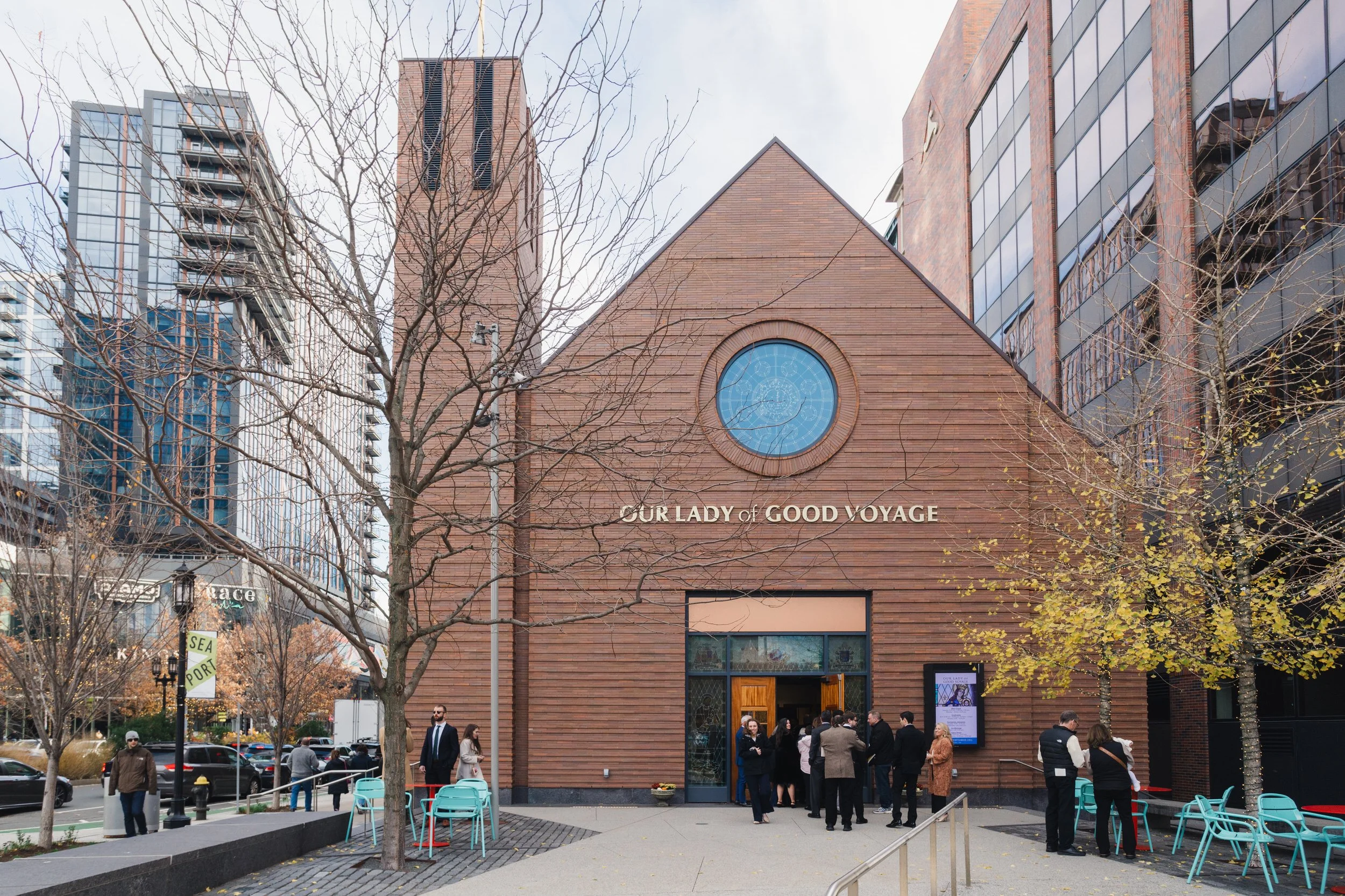 Wedding ceremony at Our Lady of the Good Voyage church in Boston