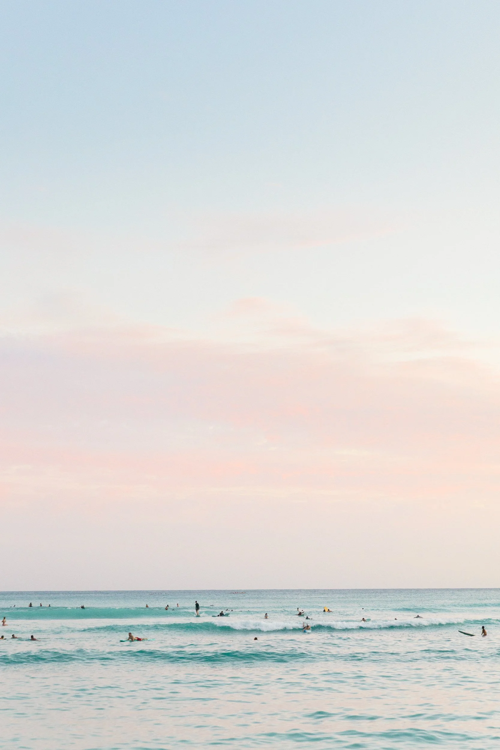 Sunrise over beach in Oahu during elopement day