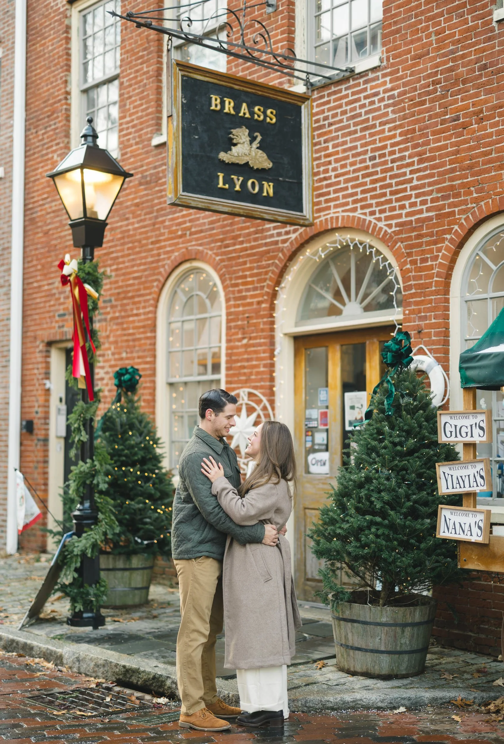 Editorial winter engagement portraits from a Newburyport engagement session.