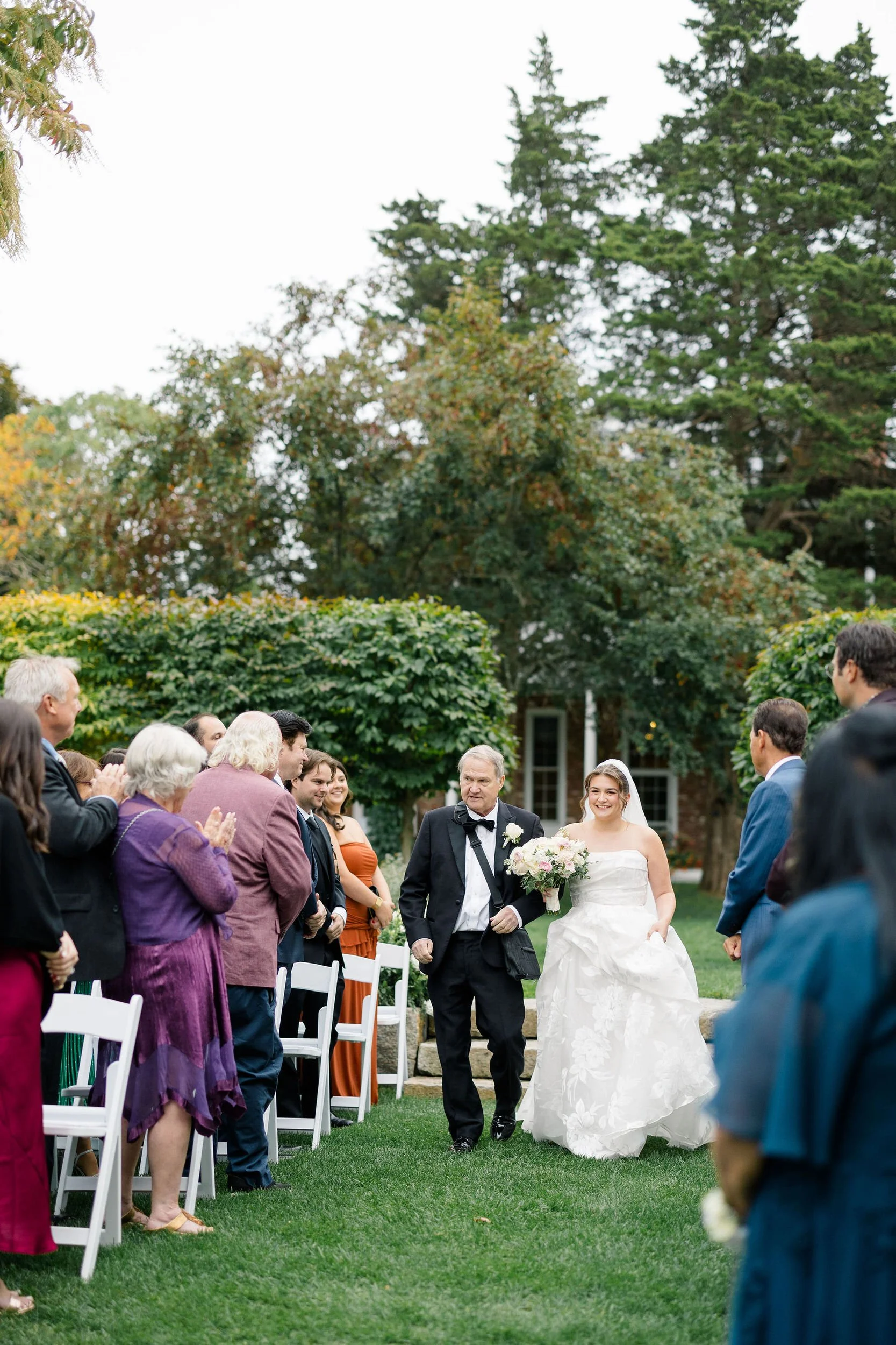 Wedding ceremony at Long Hill in Beverly, Massachusetts.