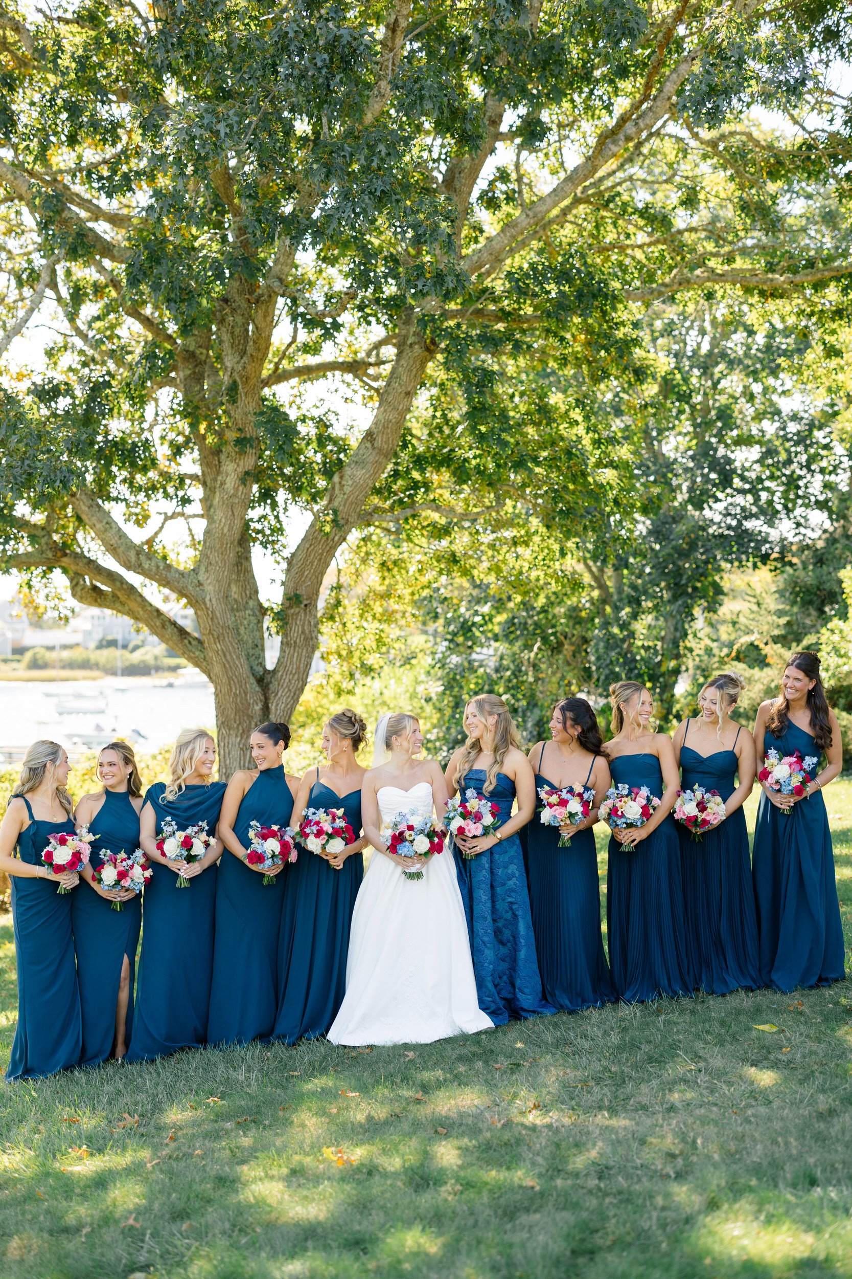 Bridesmaids portraits at Wychmere Beach Club on Cape Cod.