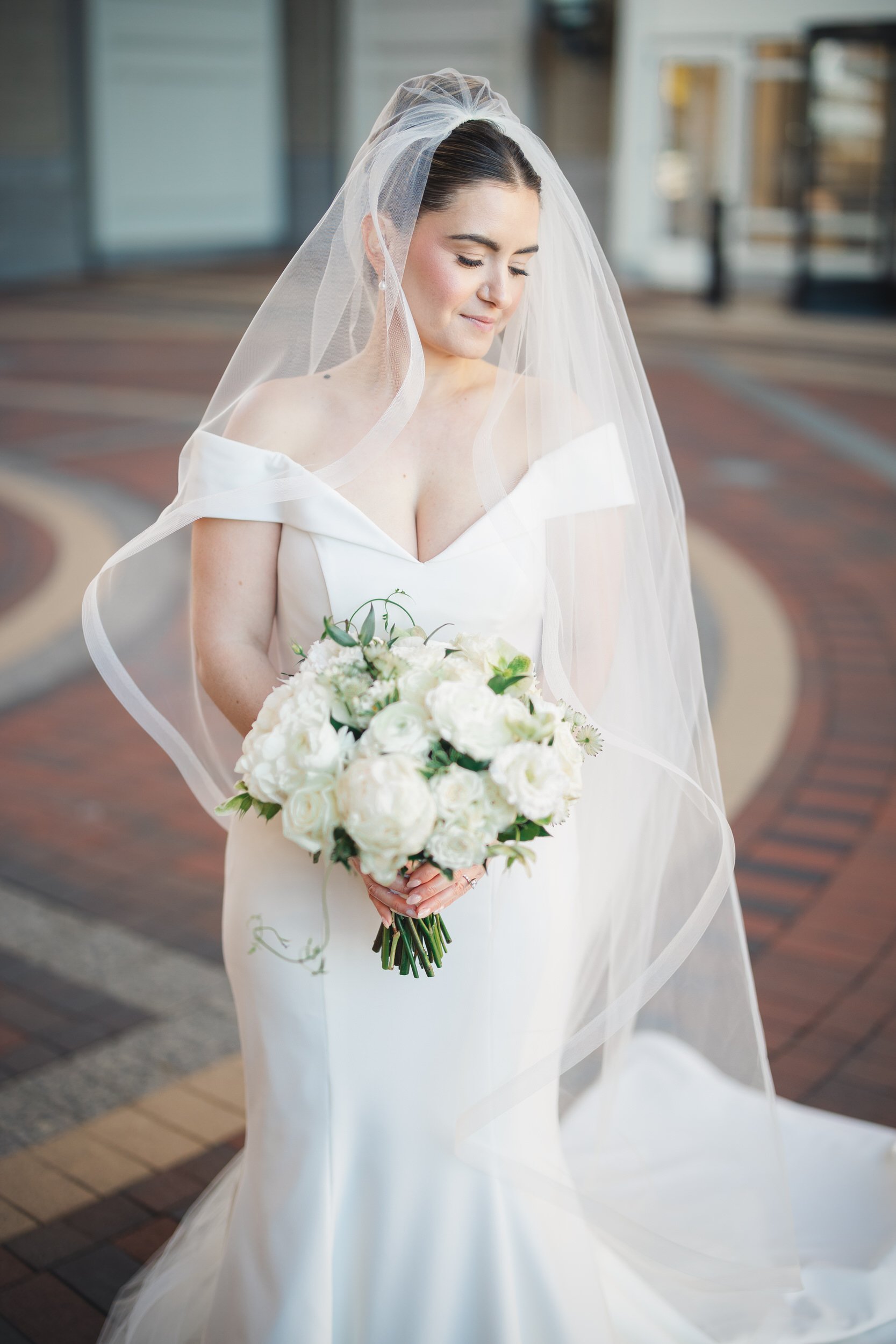 Elegant couple portraits during a Boston Harbor Hotel wedding day