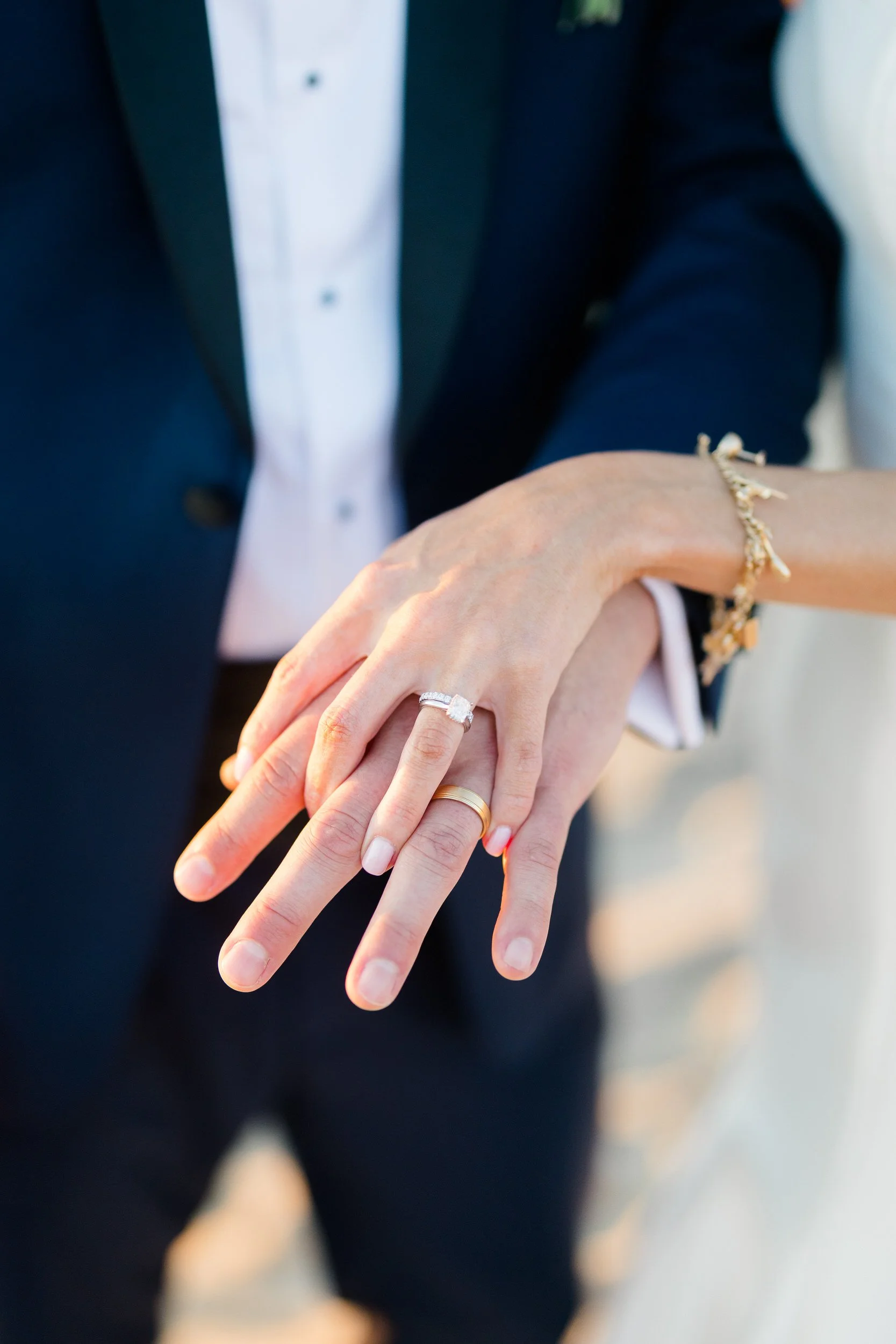 Sunset wedding portraits on the beach at Ocean Edge Resort
