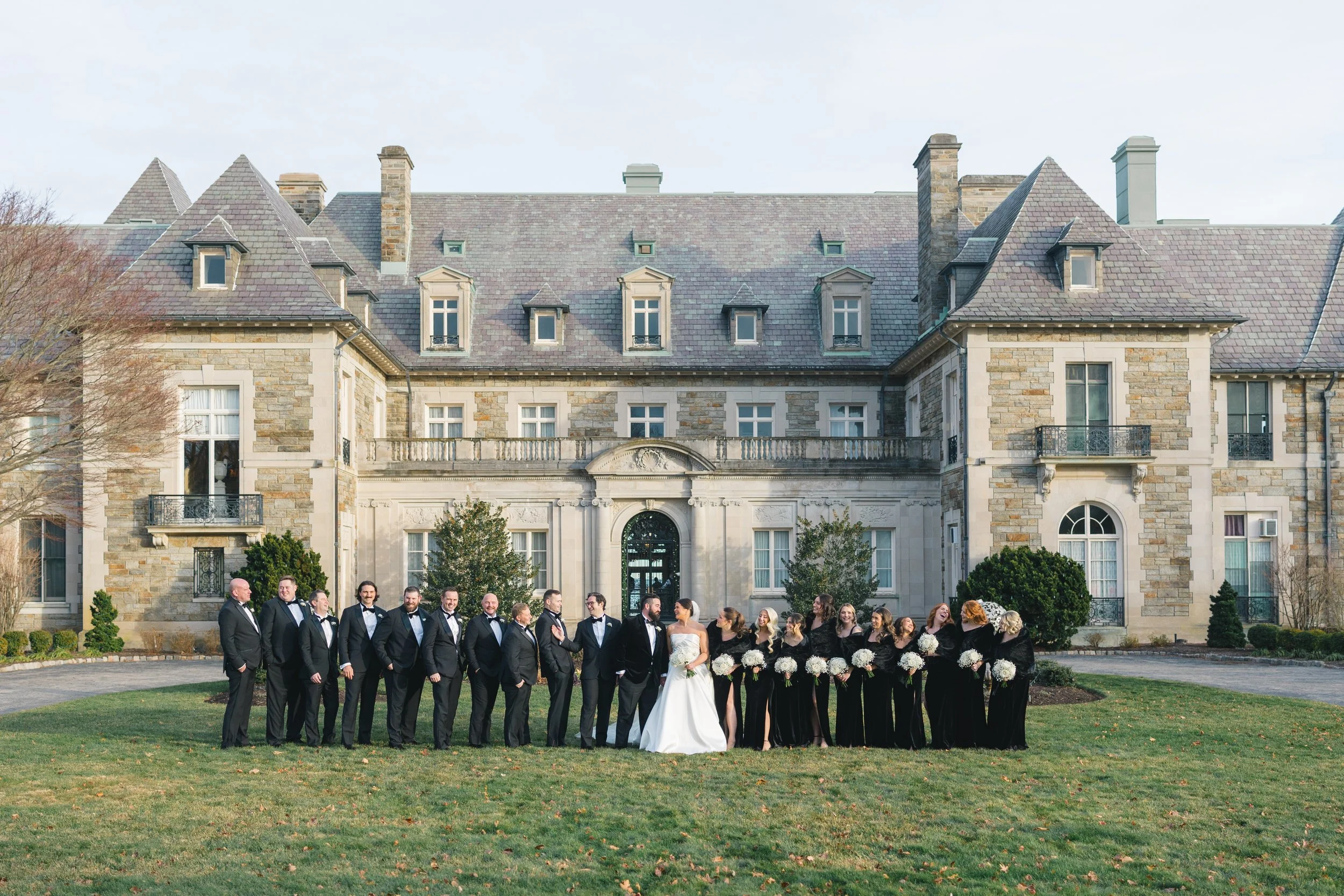 Elegant wedding party portraits at Aldrich Mansion venue