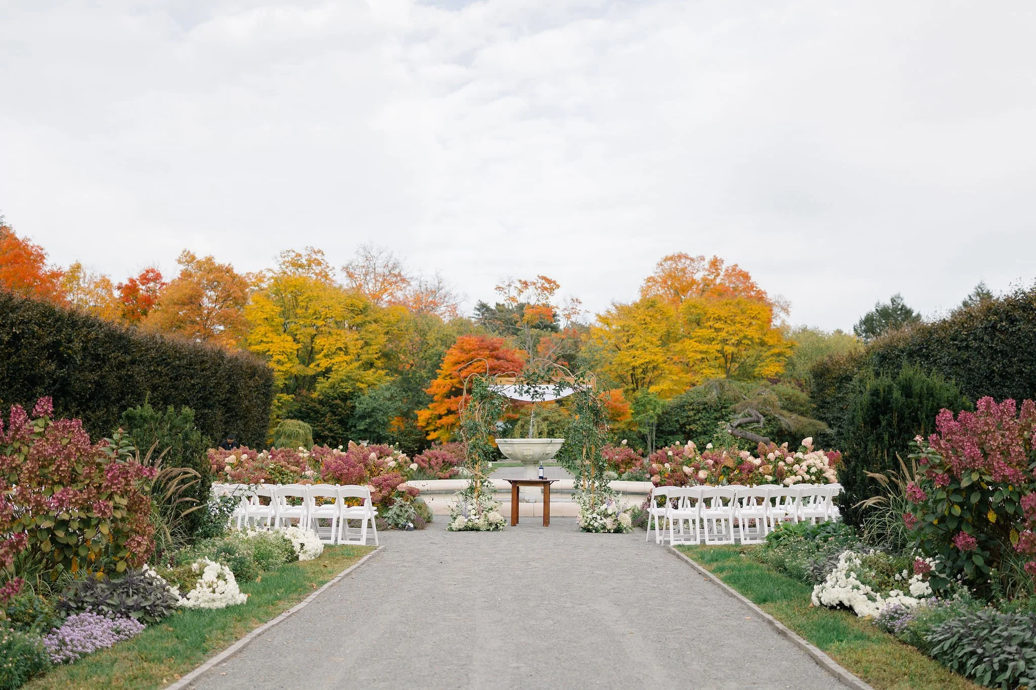 Wedding ceremony details at Elm Bank in Wellesley, Massachusetts.