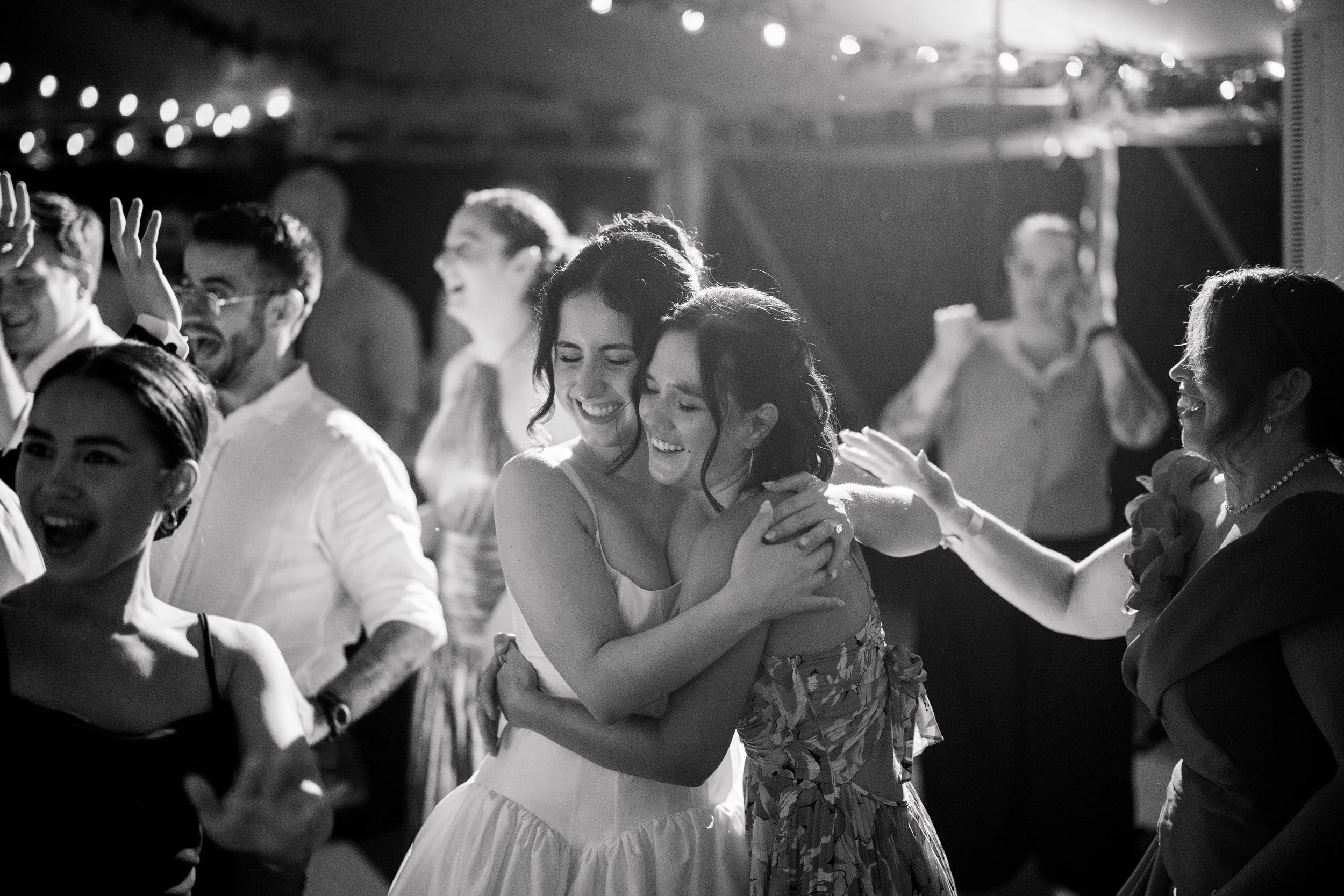 Lively wedding dance floor celebration at New England estate wedding venue